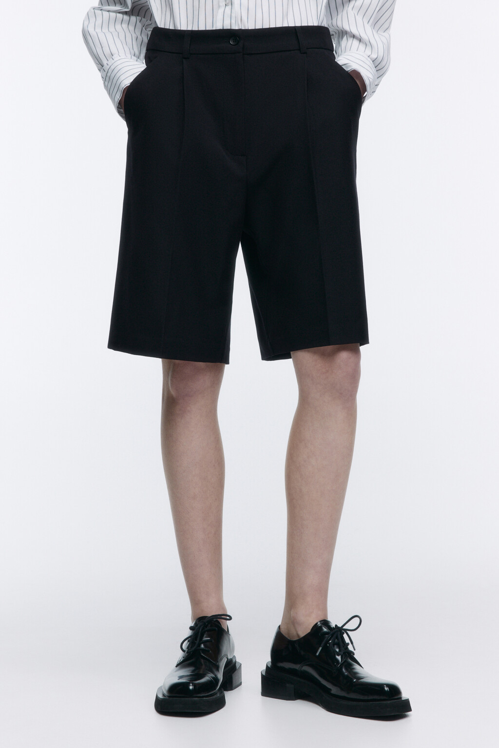 Шорты Bermudas костюмные со средней посадкой - цвет черный - 3
