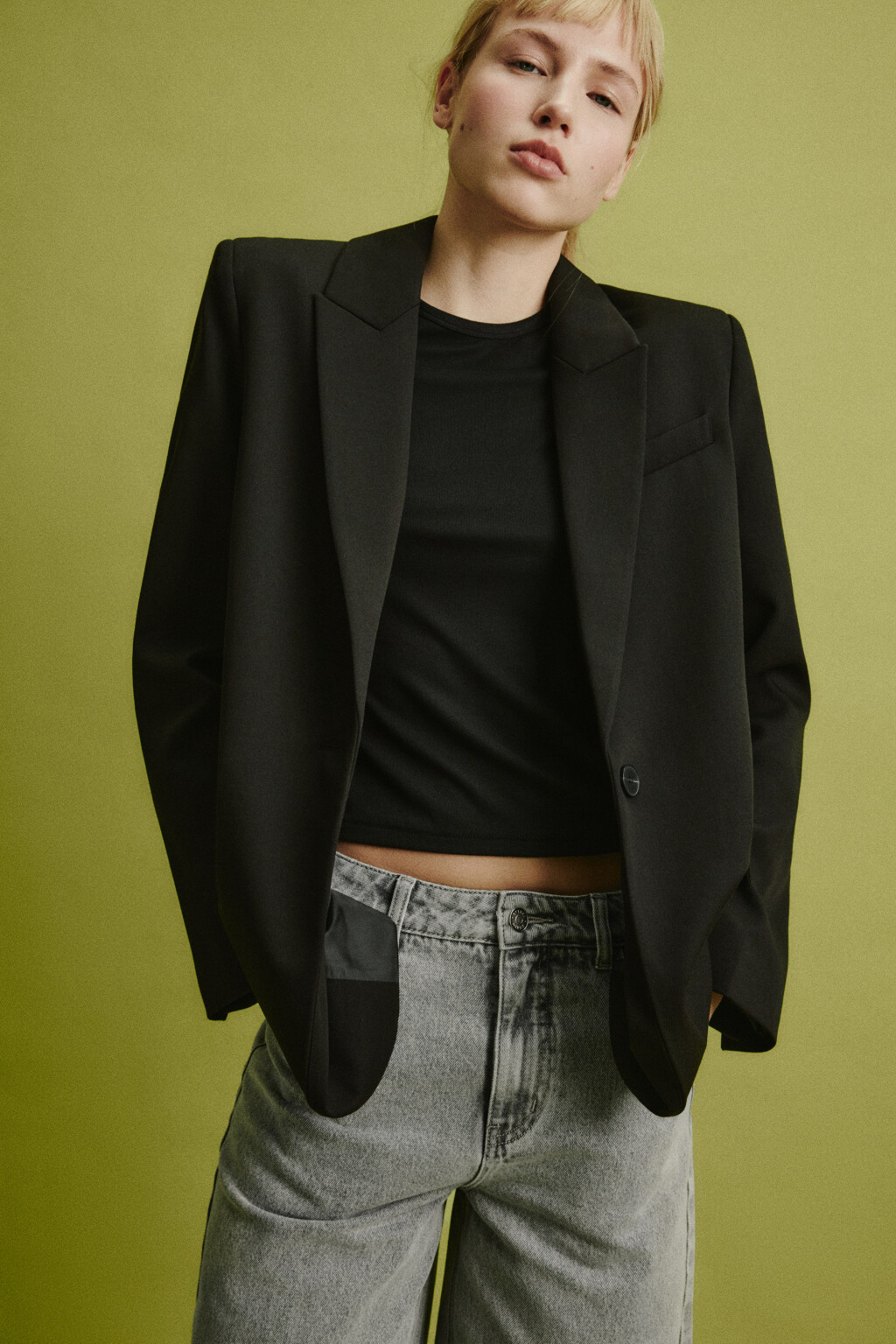 Пиджак прямой классический - цвет черный - 1