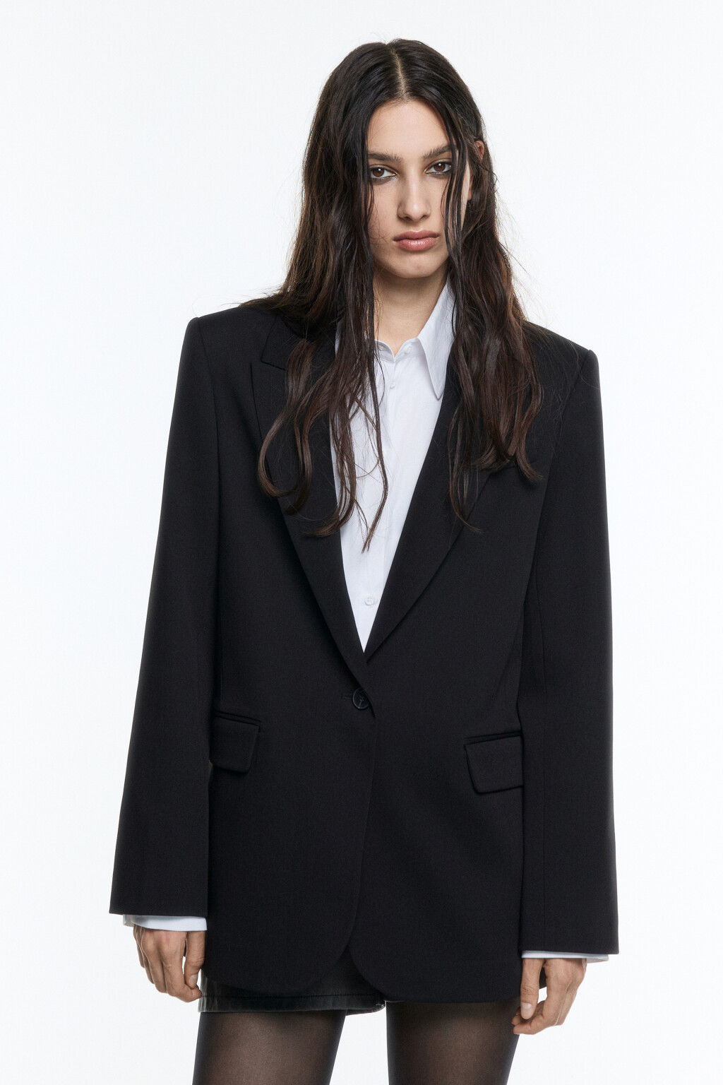 Пиджак прямой однобортный классического кроя - цвет черный - 3