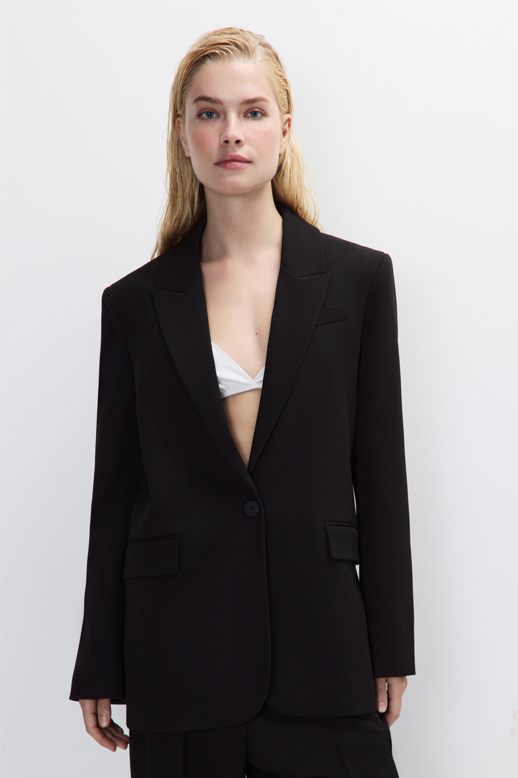 Пиджак прямой однобортный - цвет черный - 2