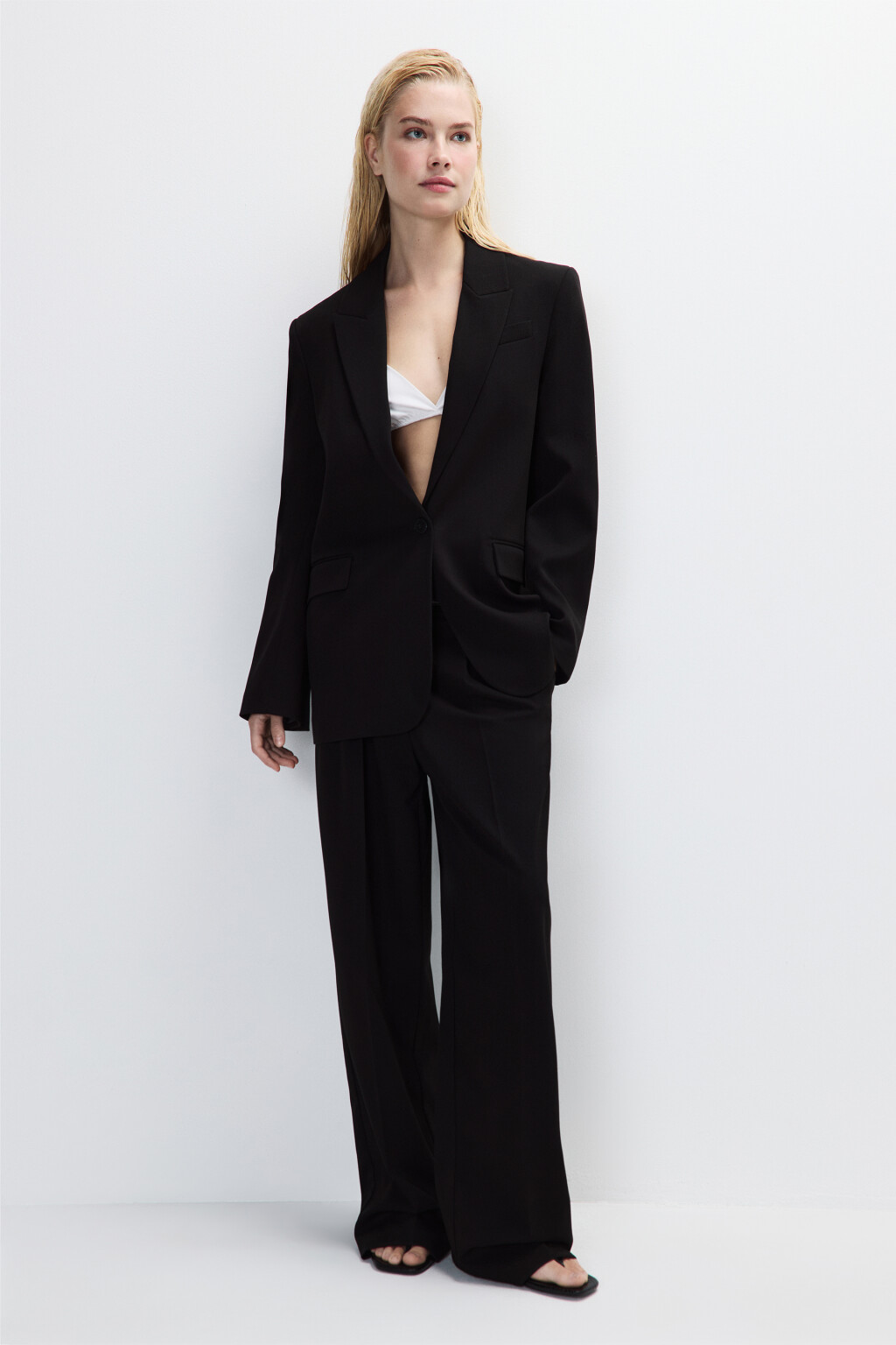 Пиджак прямой однобортный - цвет черный - 4