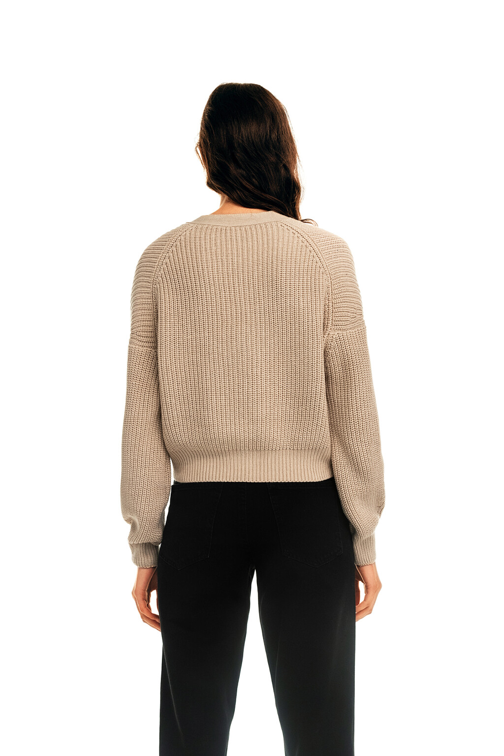 Кардиган хлопковый укороченный - цвет бежевый - 2