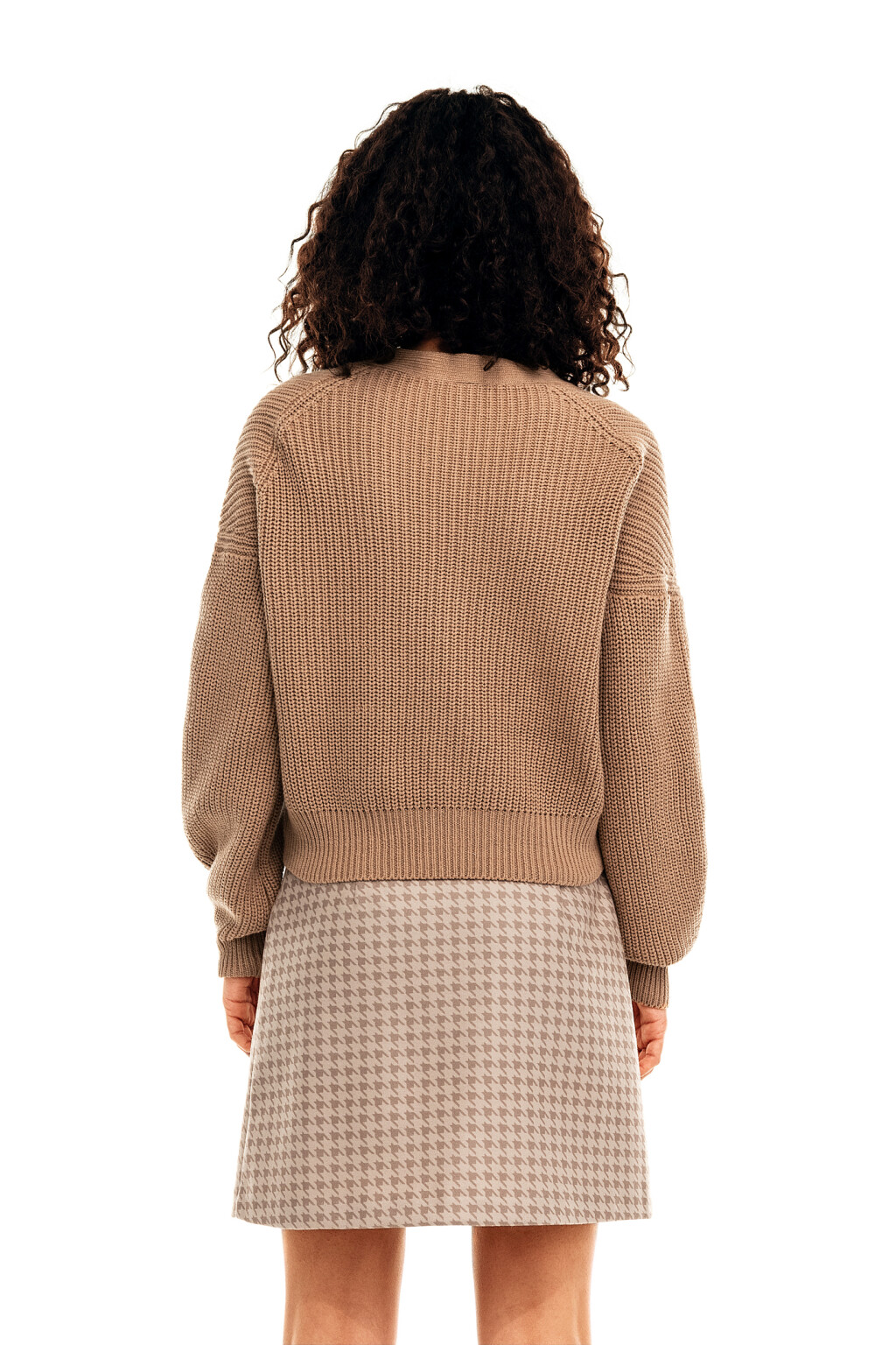 Кардиган хлопковый крупной вязки - цвет бежевый - 3