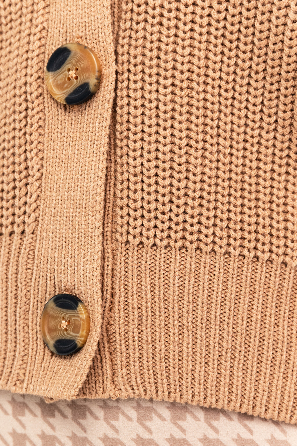 Кардиган хлопковый крупной вязки - цвет бежевый - 2