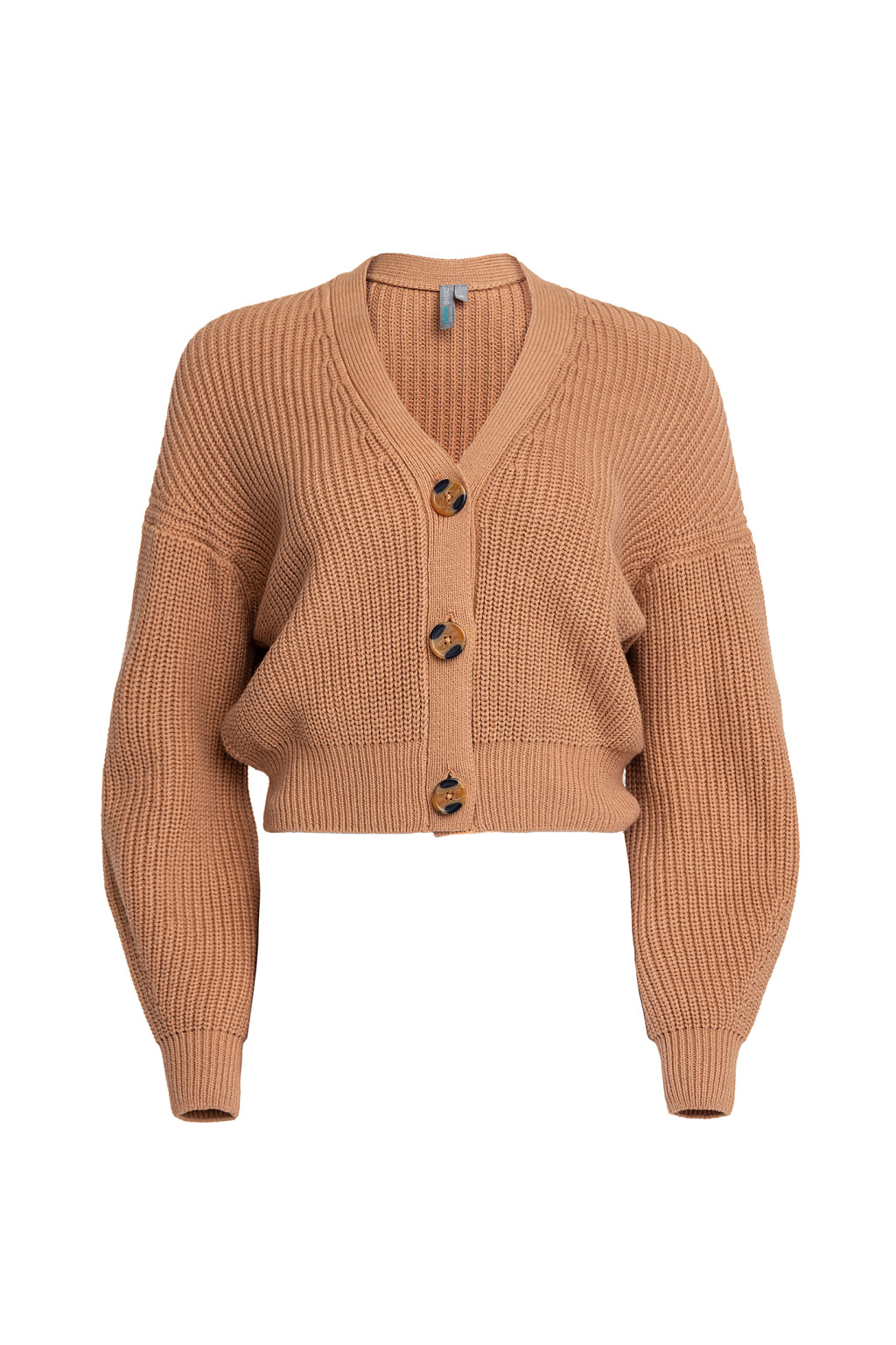 Кардиган хлопковый крупной вязки - цвет бежевый - 7