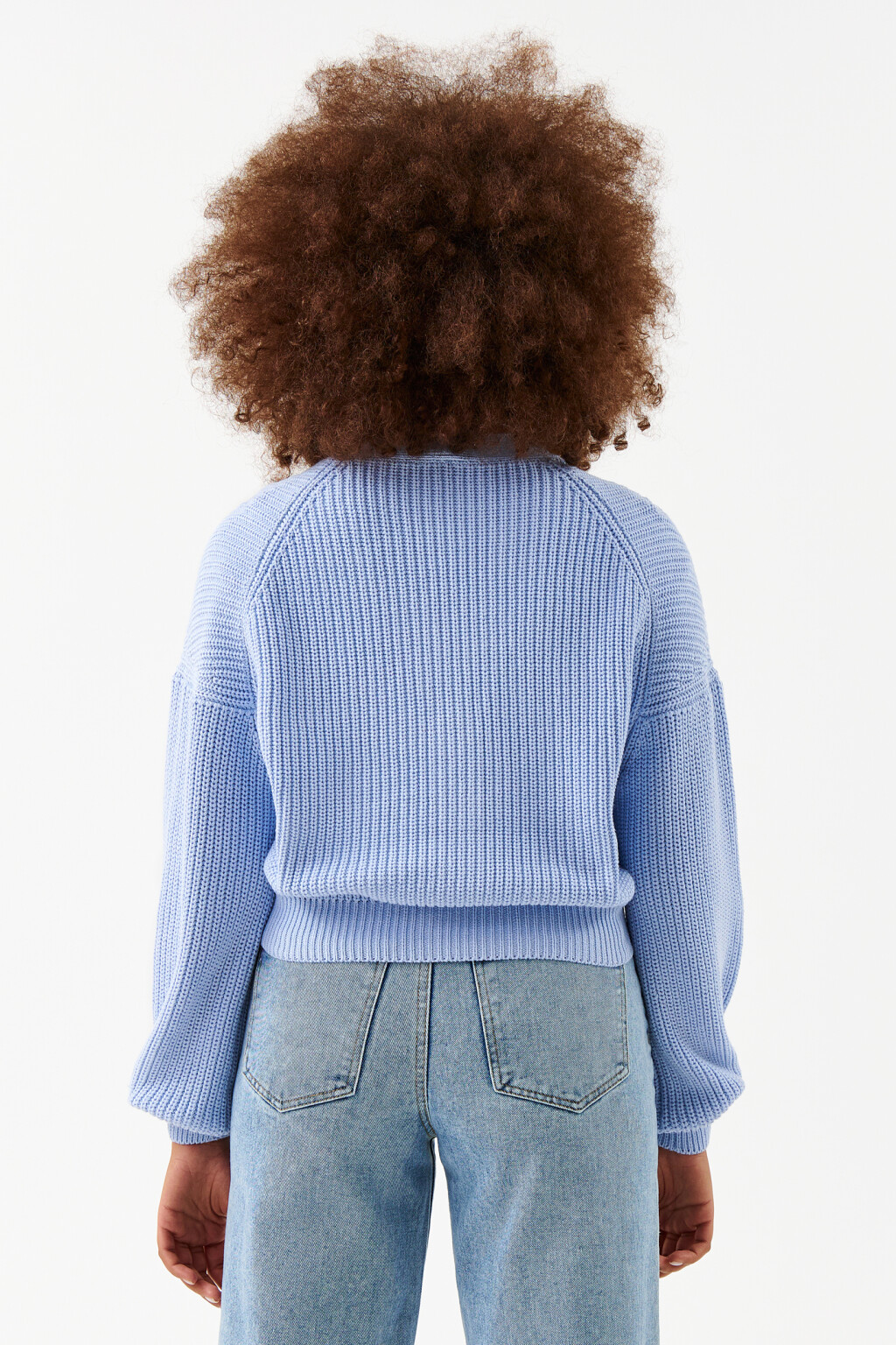 Кардиган хлопковый крупной вязки - цвет голубой - 2