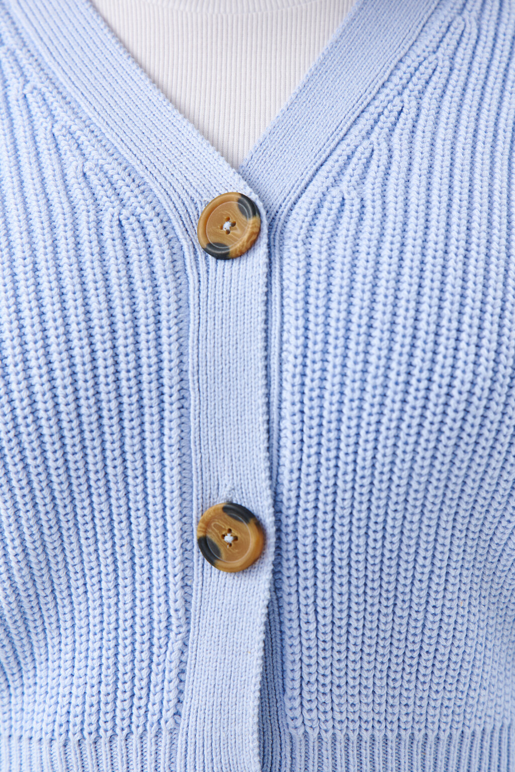 Кардиган хлопковый крупной вязки - цвет голубой - 5