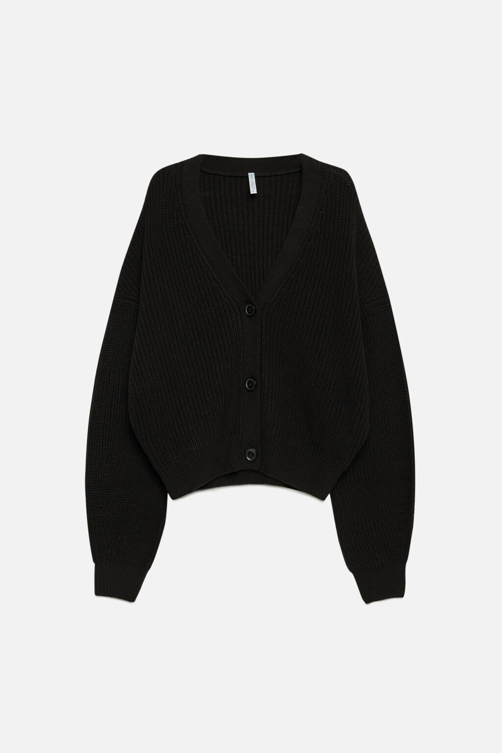 Кардиган oversize укороченный вязаный на пуговицах - цвет черный - 8