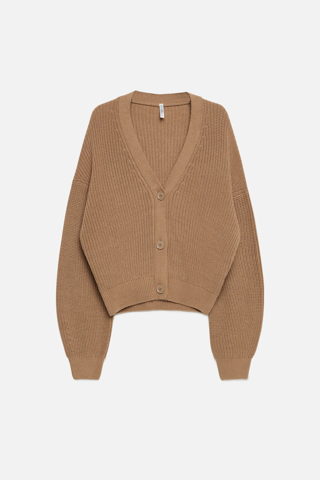Кардиган oversize укороченный вязаный на пуговицах - цвет бежевый - 10