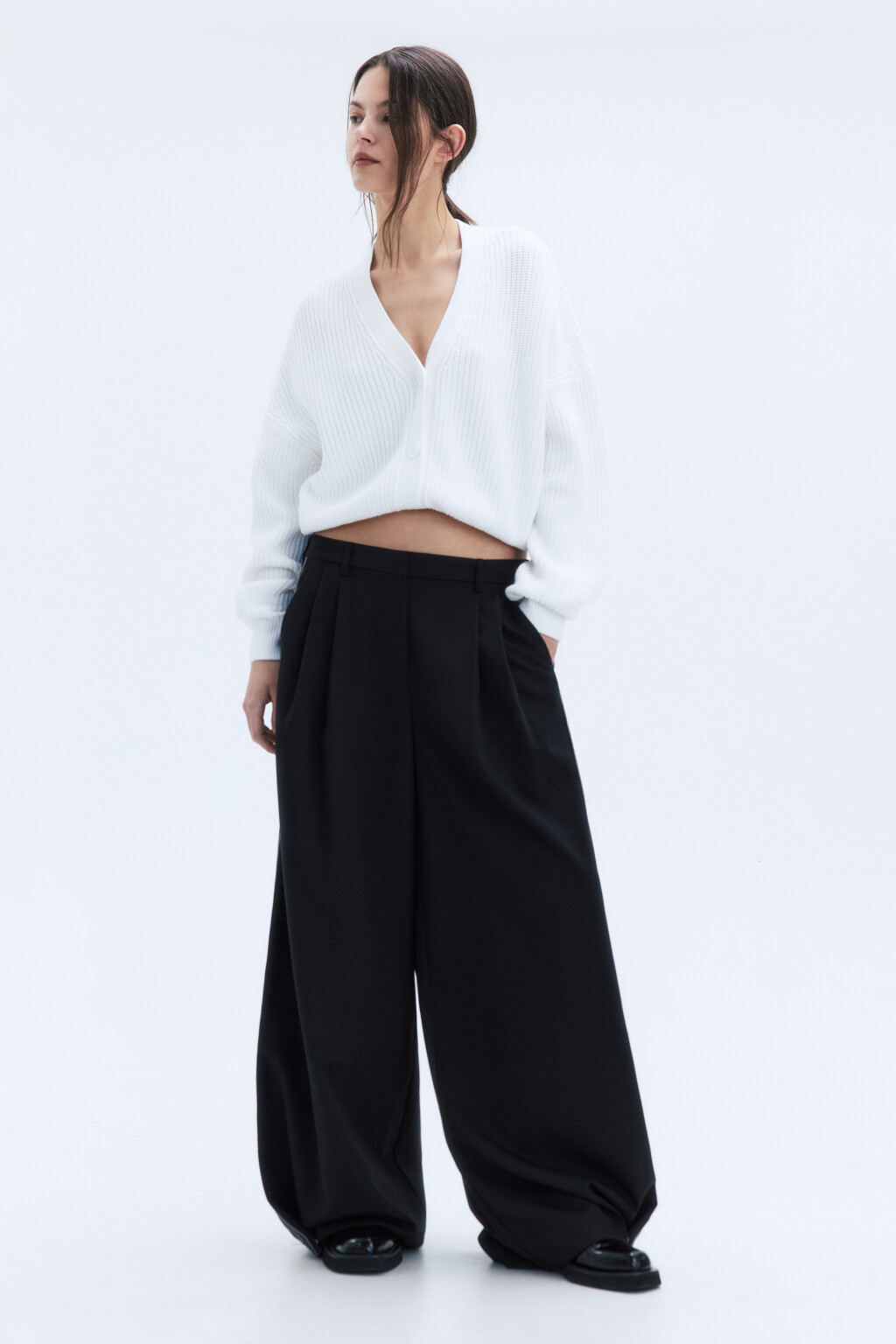 Кардиган на пуговицах вязаный в рубчик - цвет молочный - 5