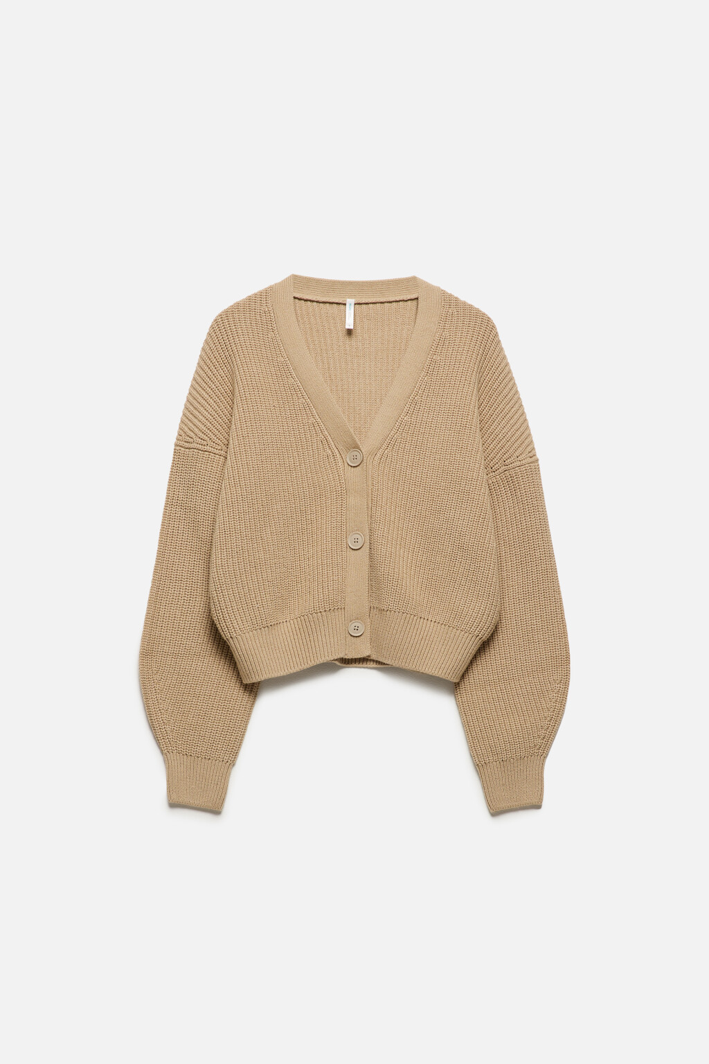 Кардиган на пуговицах вязаный в рубчик - цвет бежевый - 7
