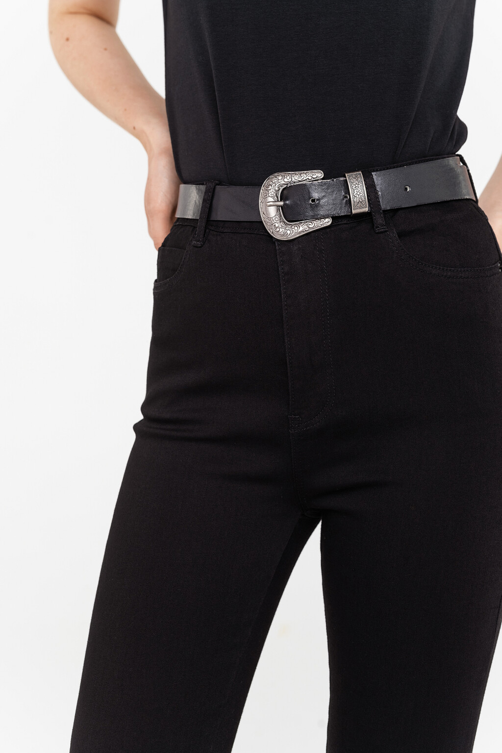 джинсы skinny с высокой посадкой - цвет черный - 2