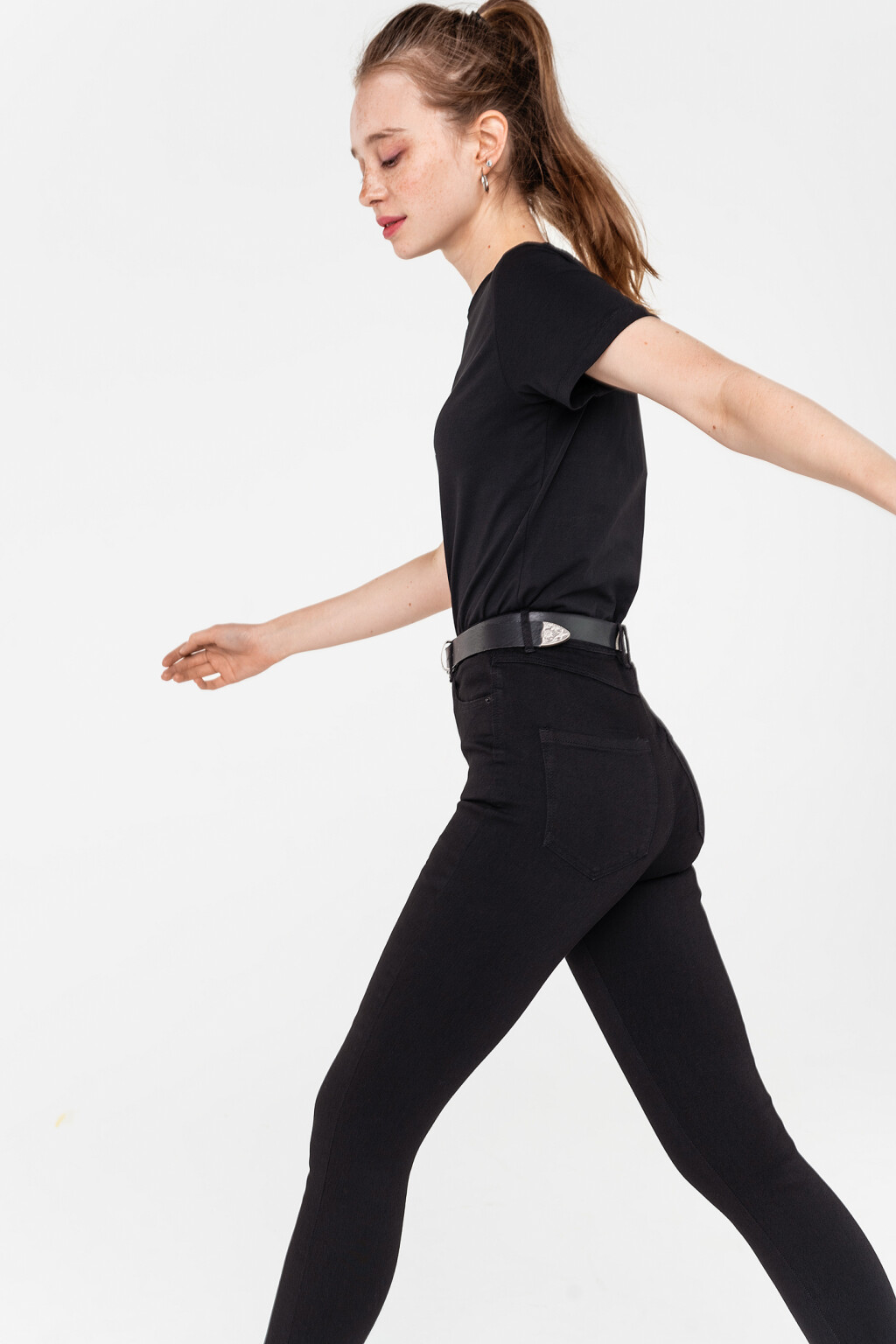 джинсы skinny с высокой посадкой - цвет черный - 3