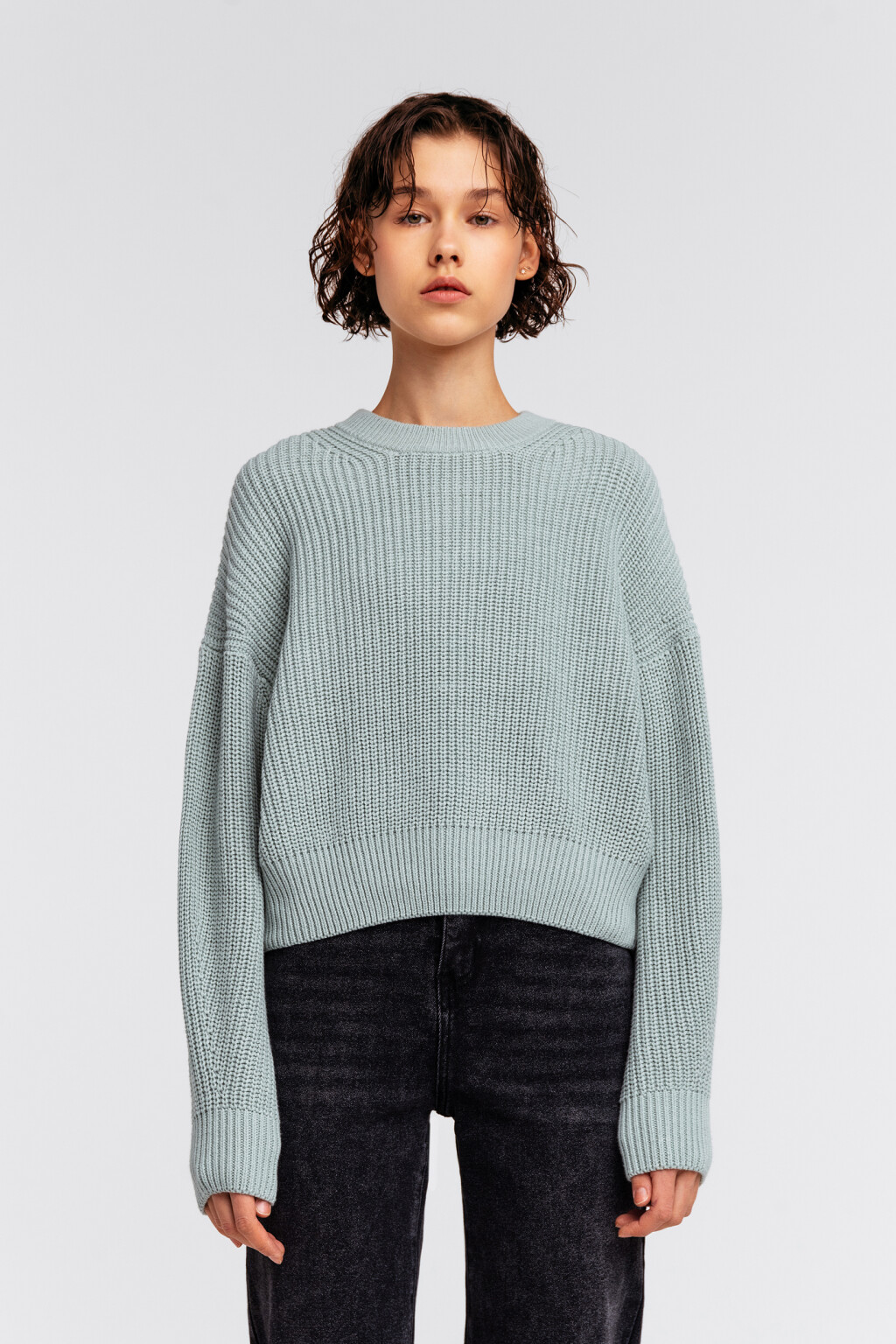 Свитер хлопковый oversize - цвет мятный - 1