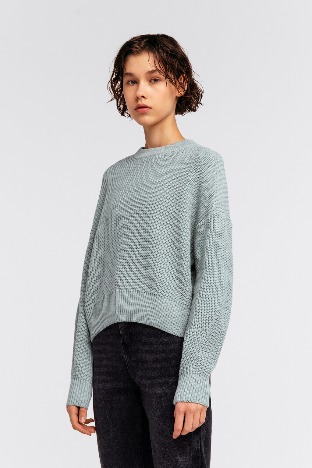 Свитер хлопковый oversize - цвет мятный - 3