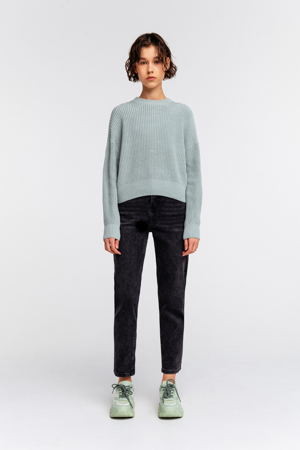 Свитер хлопковый oversize - цвет мятный - 4