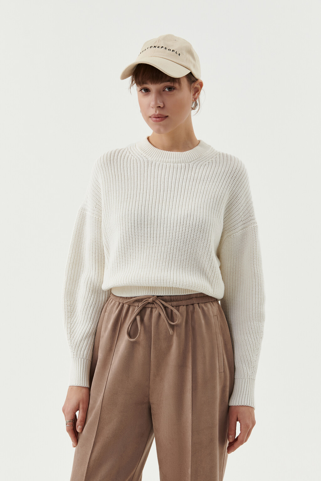 Свитер хлопковый oversize - цвет молочный - 1