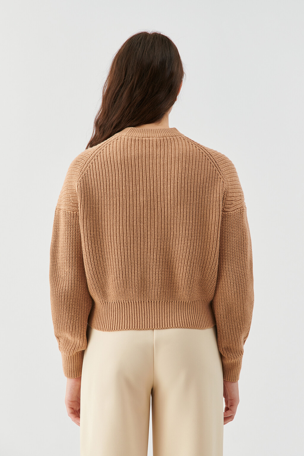 Свитер oversize крупной вязки - цвет бежевый - 2