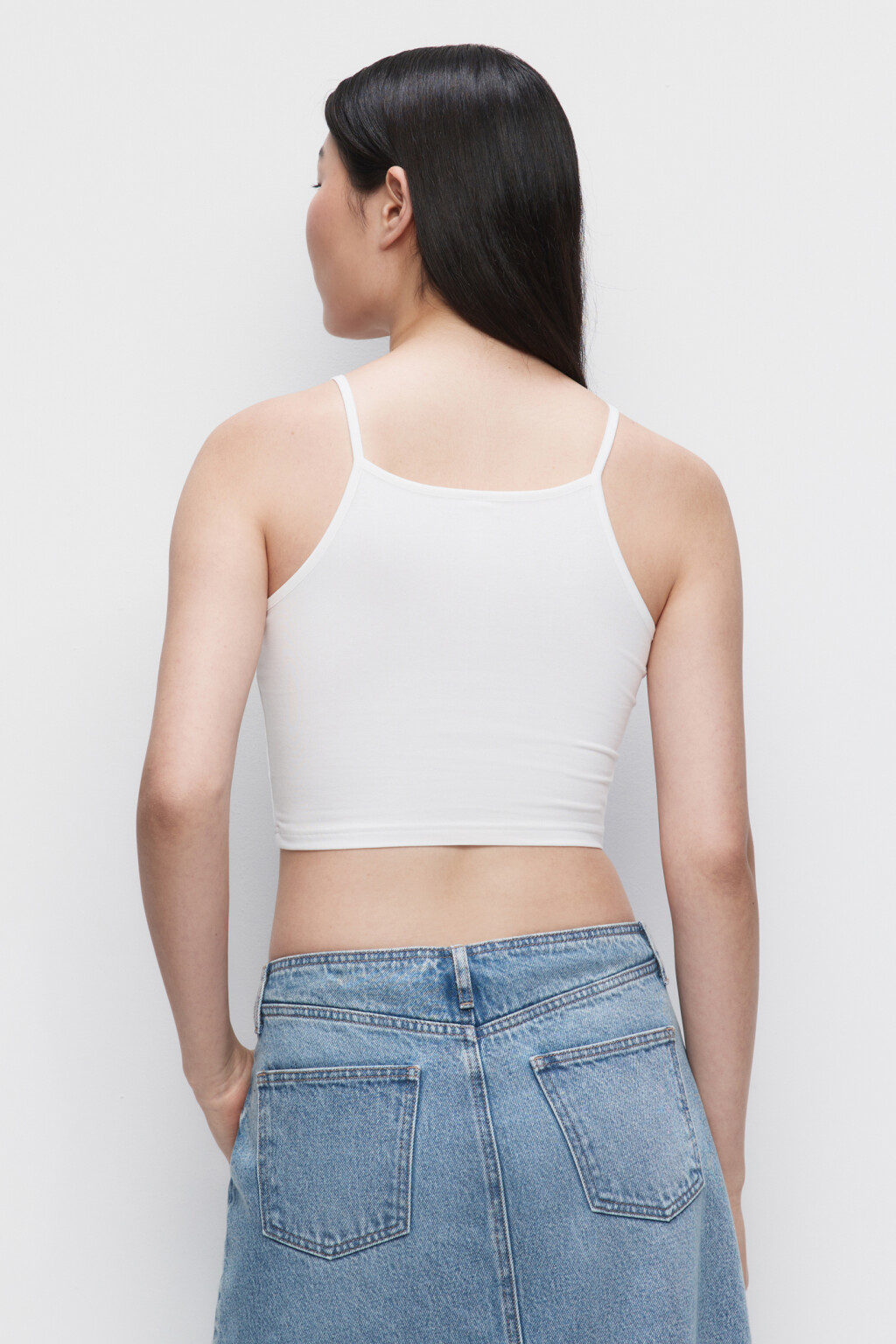 Майка-топ CROPTOP хлопковая укороченная - цвет белый - 4