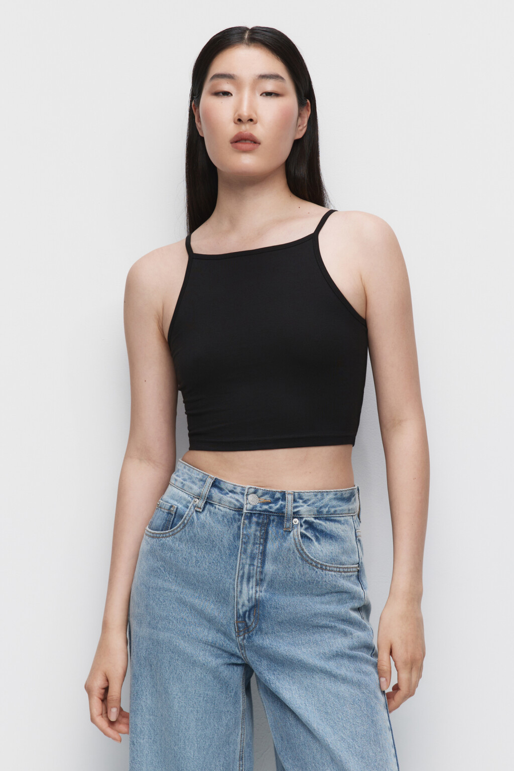 Майка-топ CROPTOP хлопковая укороченная - цвет черный - 2