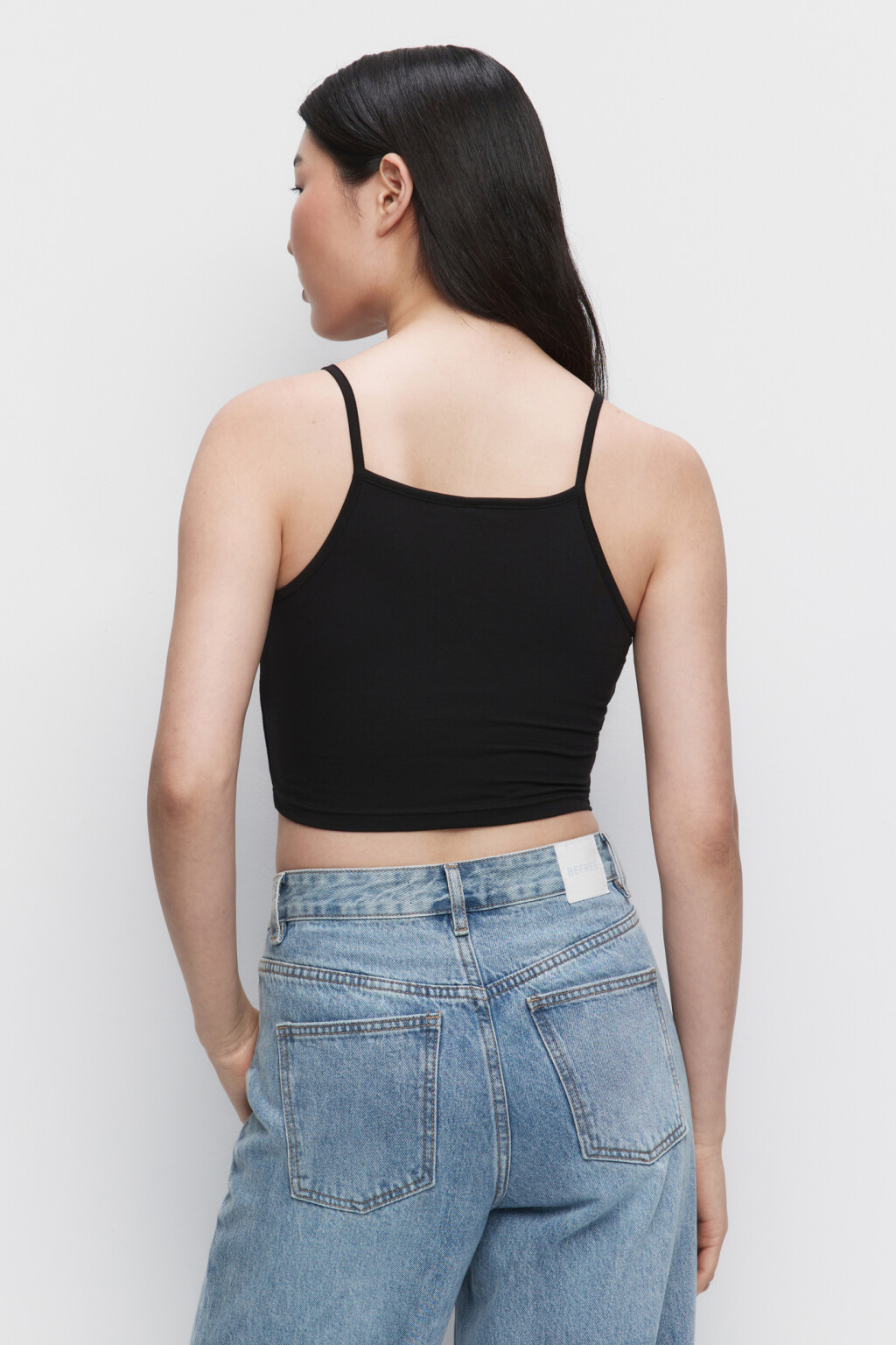 Майка-топ CROPTOP хлопковая укороченная - цвет черный - 3