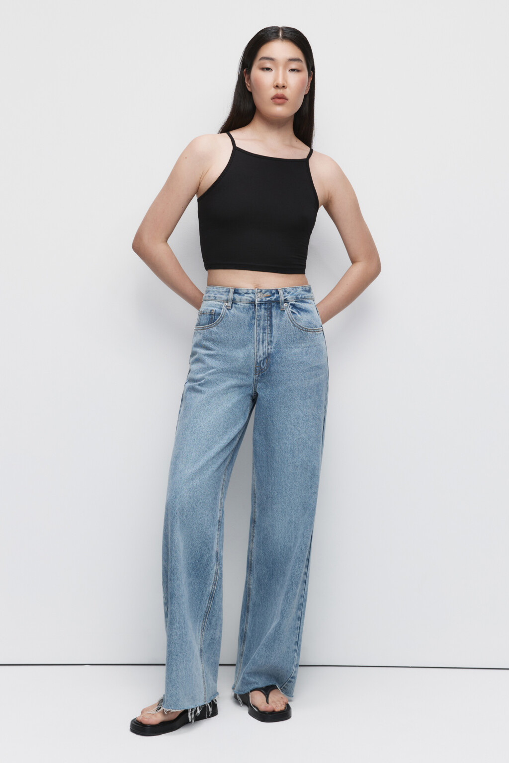 Майка-топ CROPTOP хлопковая укороченная - цвет черный - 4