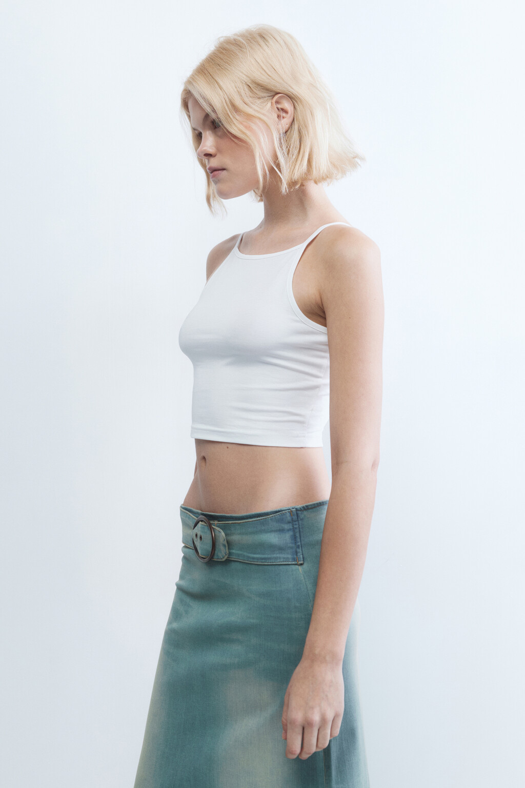 Майка-топ CROPTOP хлопковая укороченная - цвет белый - 3