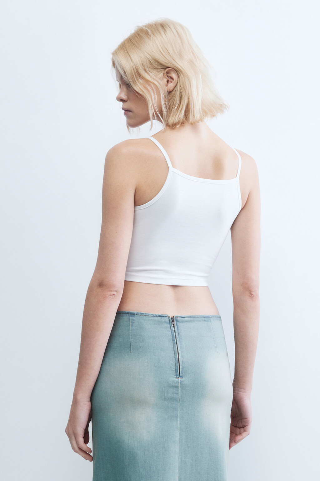 Майка-топ CROPTOP хлопковая укороченная - цвет белый - 4