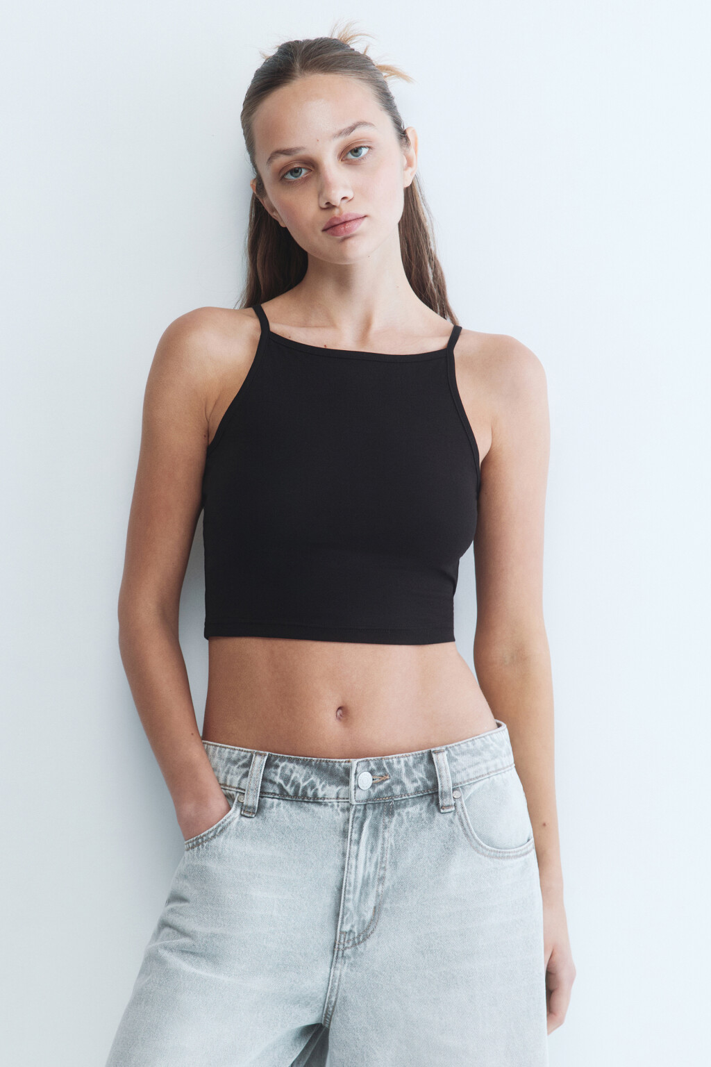 Майка-топ CROPTOP хлопковая укороченная - цвет черный - 2