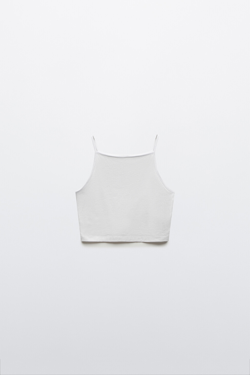Майка-топ укороченная на тонких бретелях - цвет белый - 1
