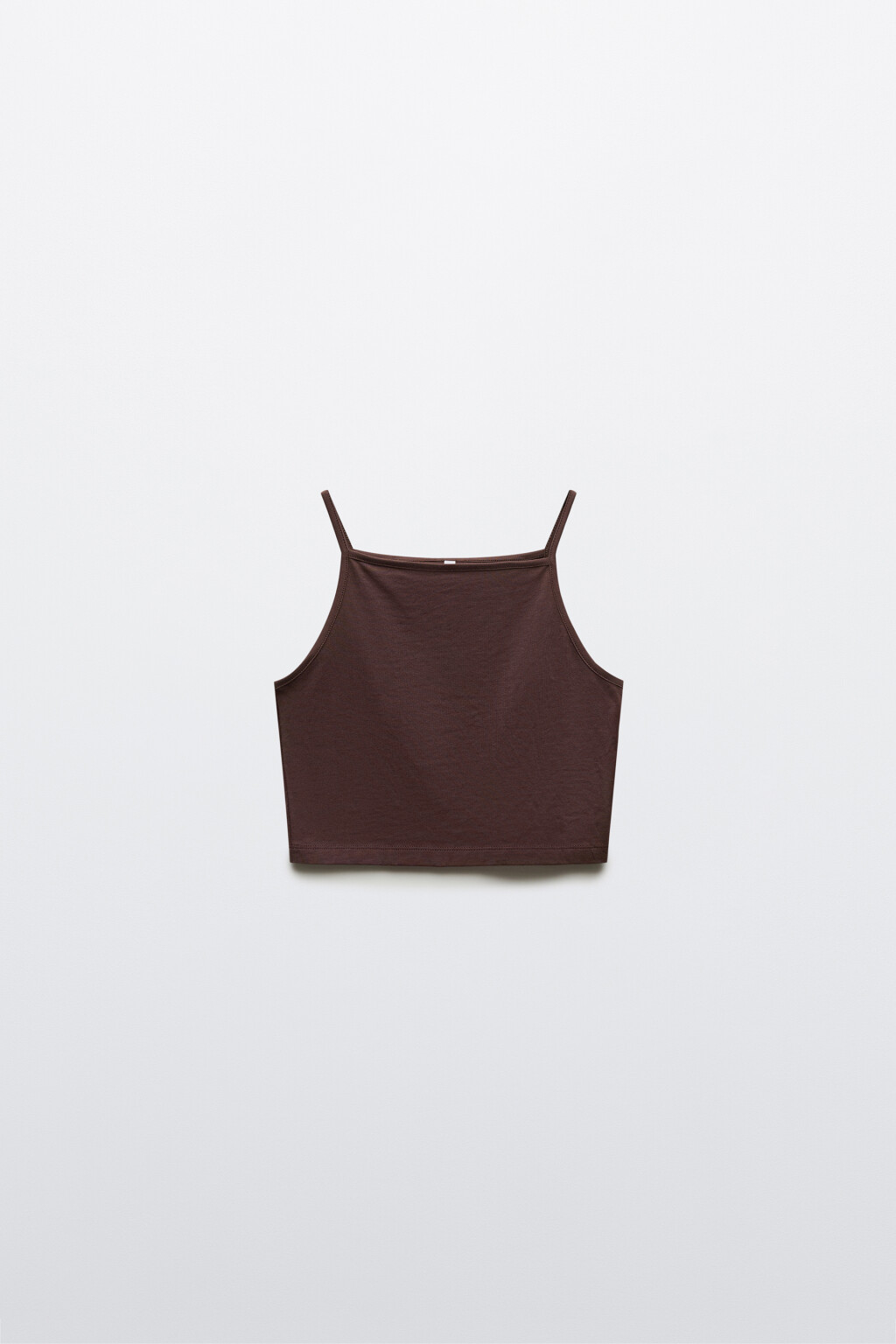 Майка-топ укороченная на тонких бретелях - цвет коричневый - 1