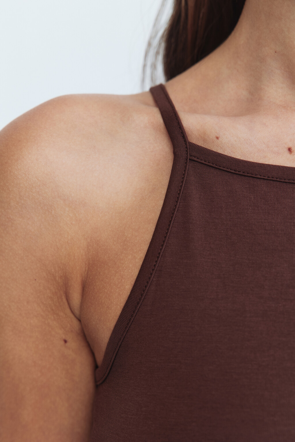 Майка-топ CROPTOP хлопковая укороченная - цвет коричневый - 7