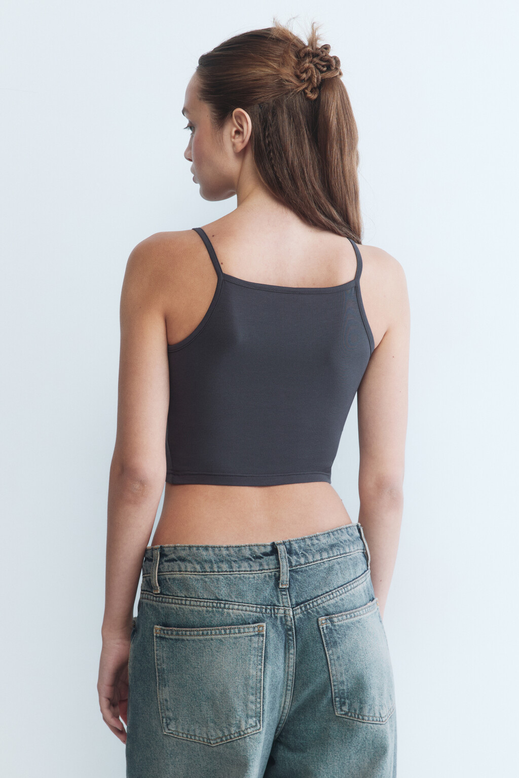 Майка-топ CROPTOP хлопковая укороченная - цвет серый - 4