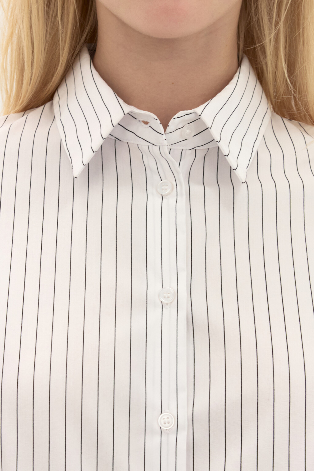 Блузка приталенная в полоску - цвет белый - 5