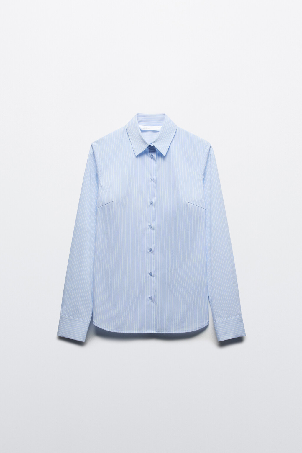 Блузка приталенная с длинными рукавами - цвет голубой - 8