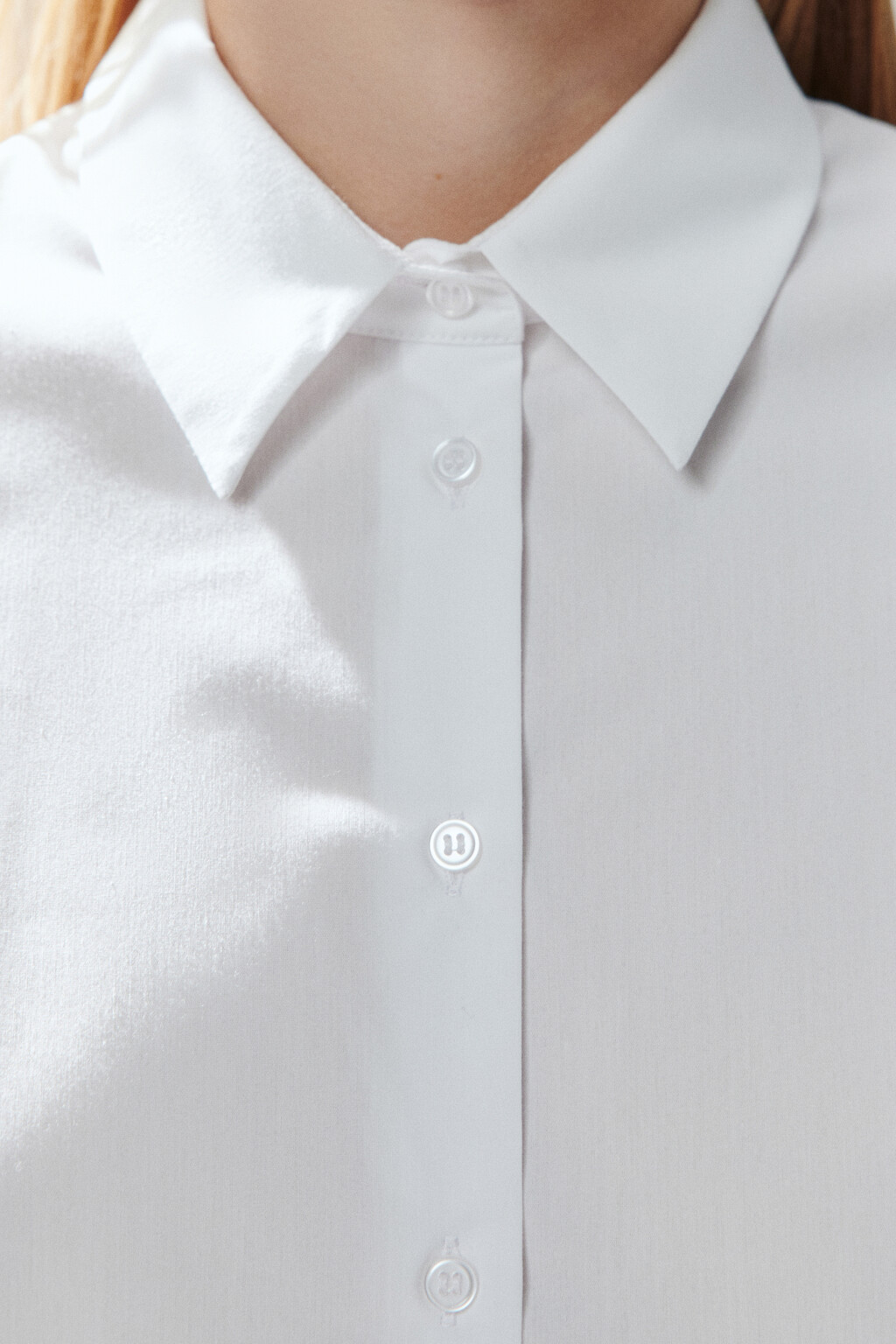 Блузка приталенная с длинными рукавами - цвет белый - 6