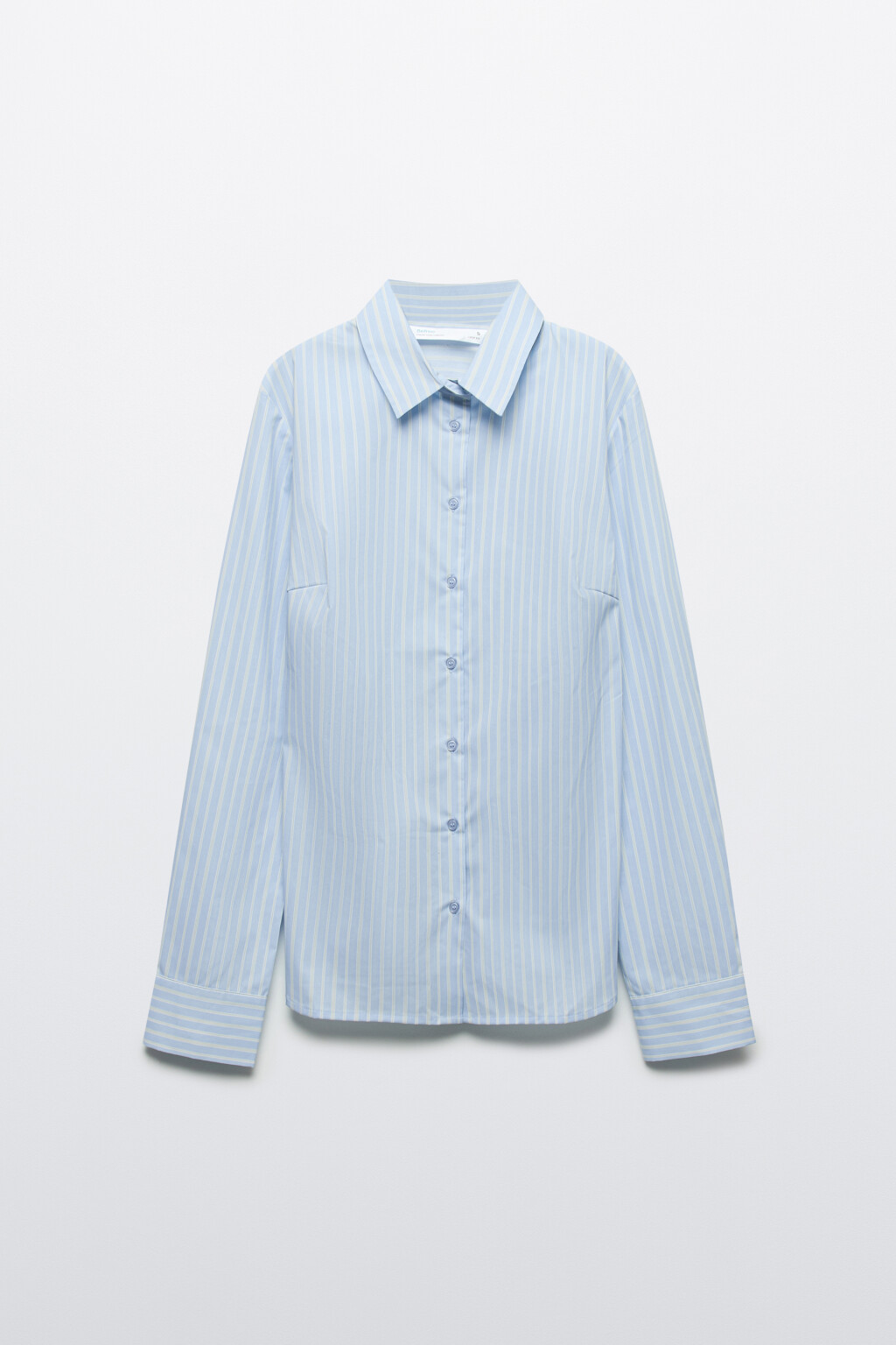 Блузка приталенная в полоску - цвет голубой - 1