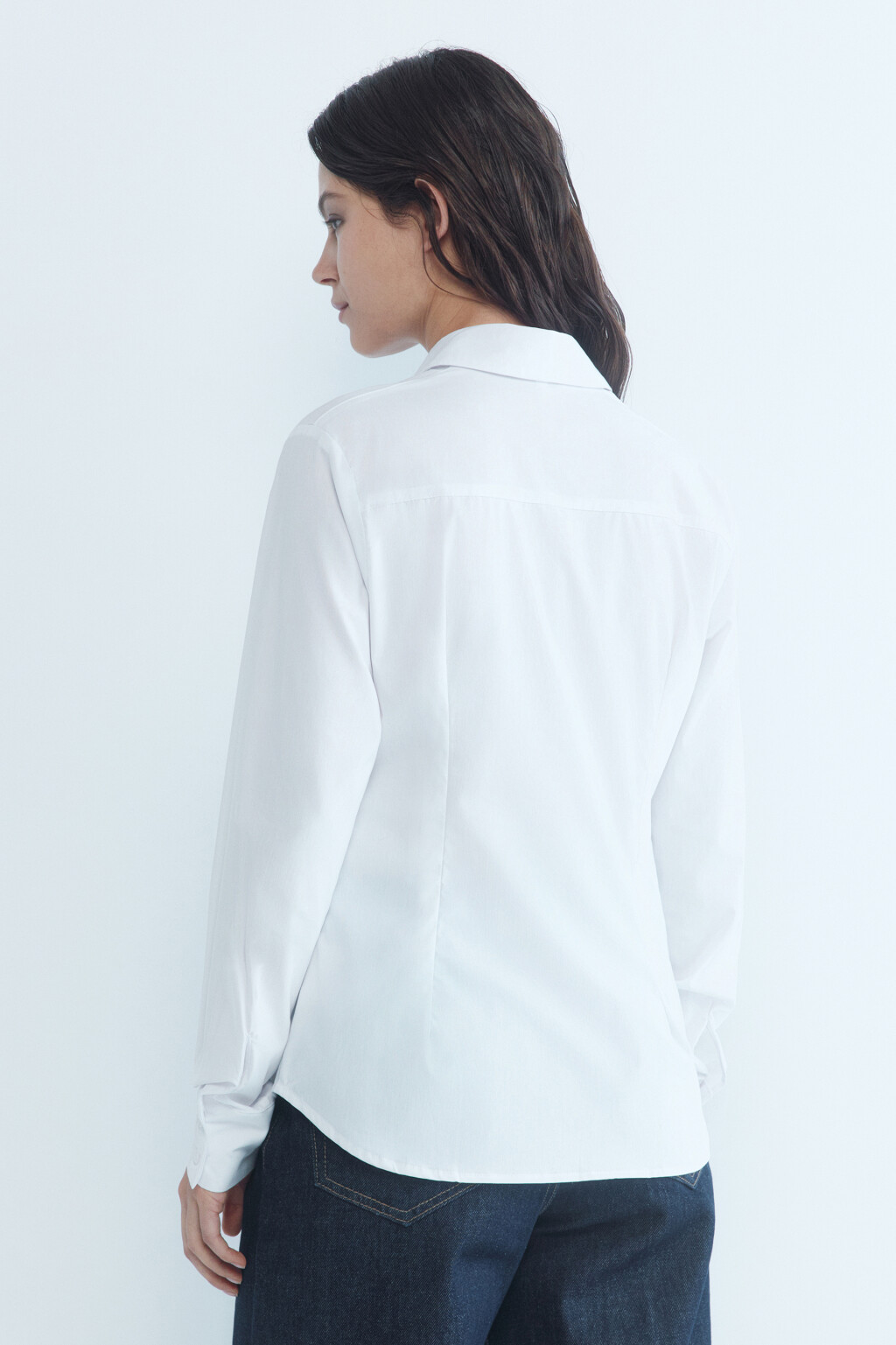 Блузка-рубашка Cambridge базовая полуприталенная - цвет белый - 5
