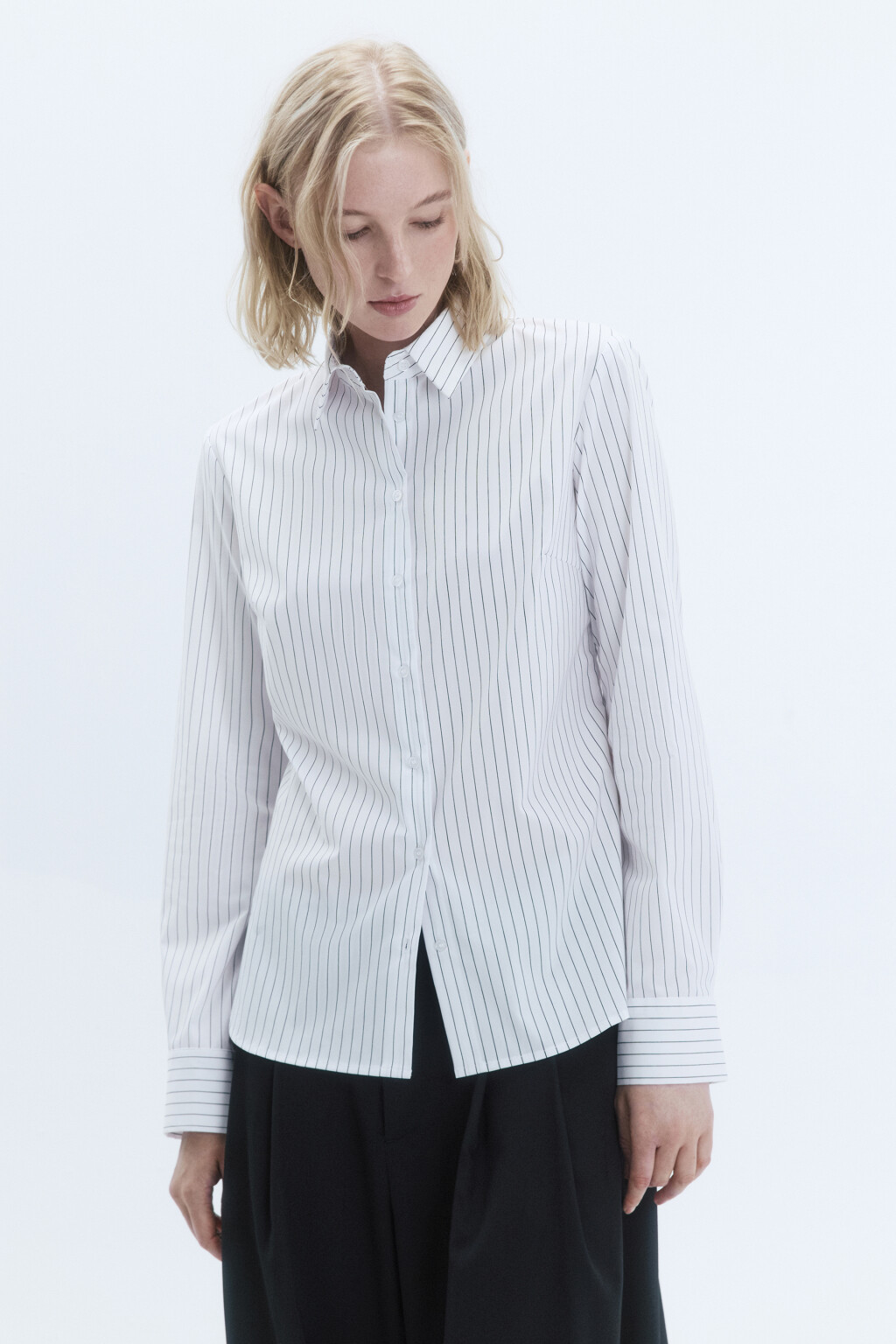 Рубашка Cambridge полуприталенная в полоску - цвет белый - 2