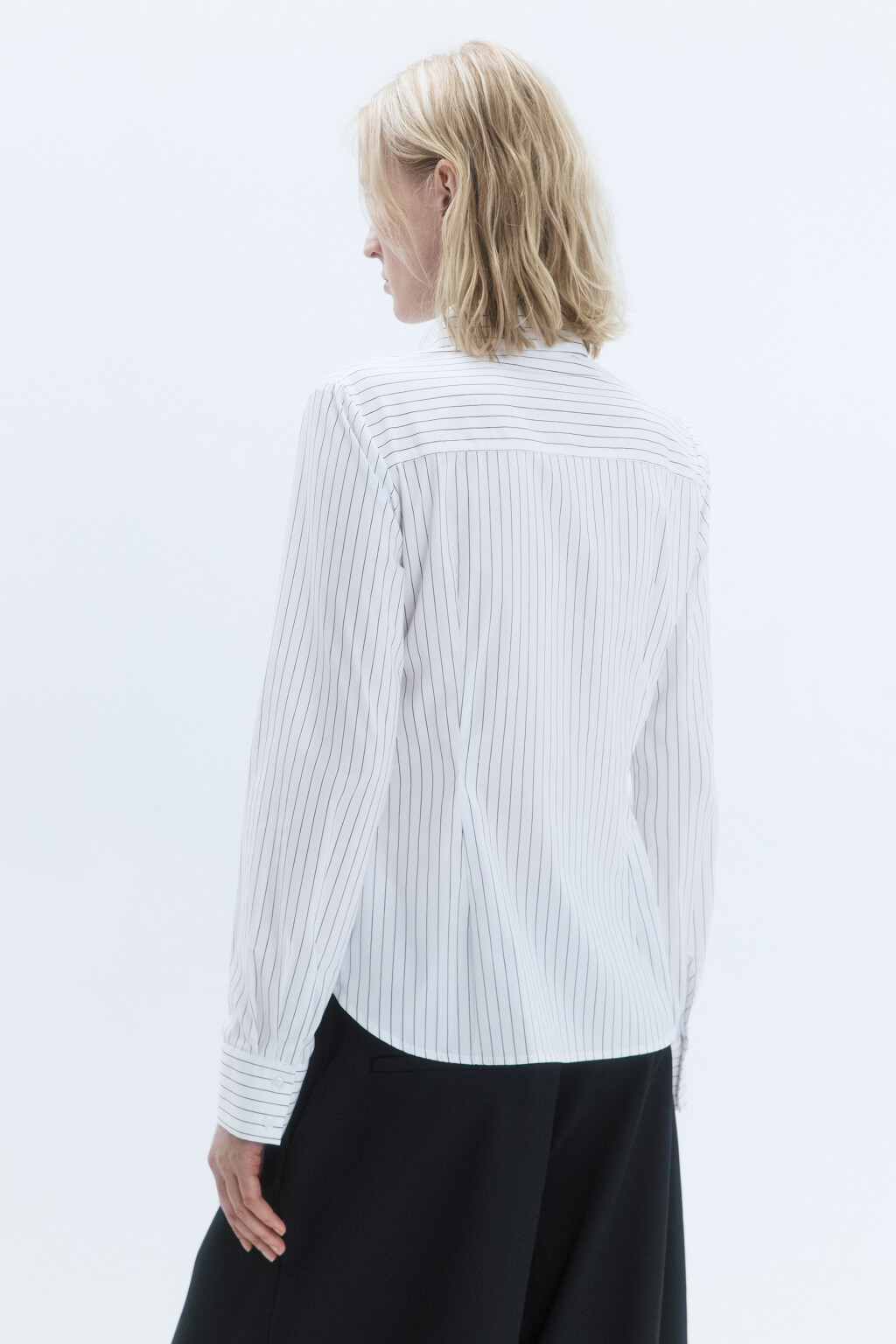 Рубашка Cambridge полуприталенная в полоску - цвет белый - 4