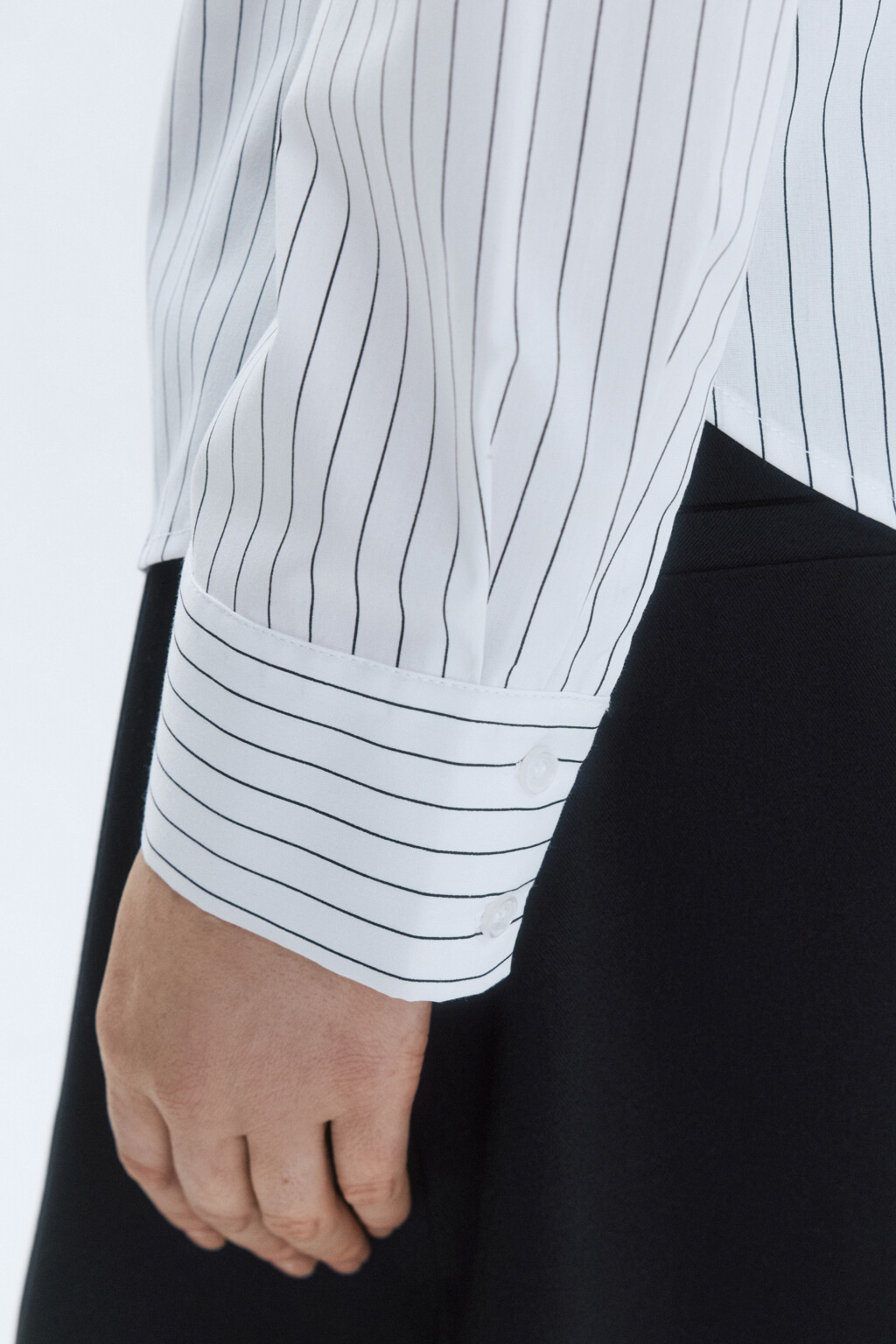 Рубашка Cambridge полуприталенная в полоску - цвет белый - 7