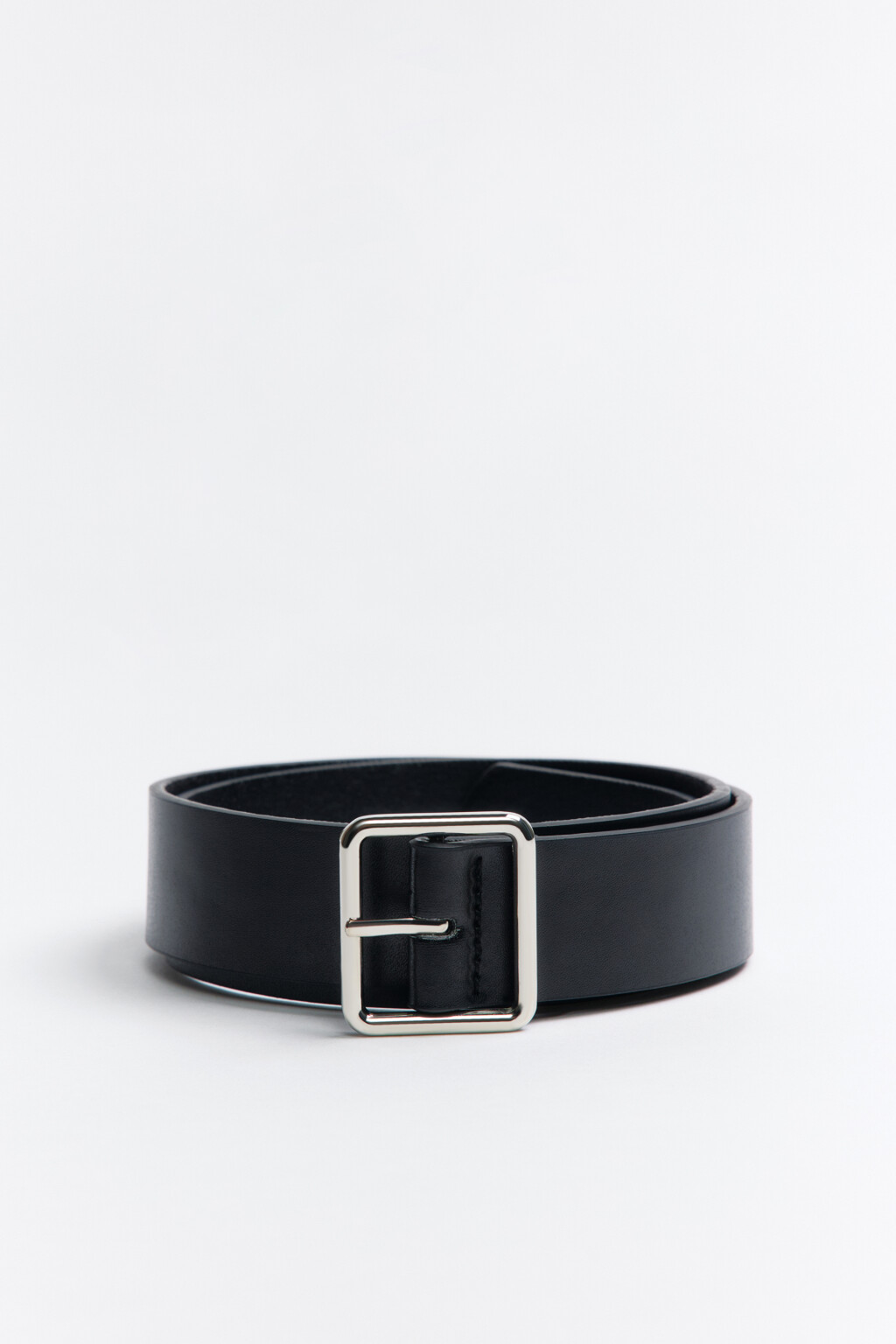 Ремень брючный с квадратной пряжкой - цвет черный - 1