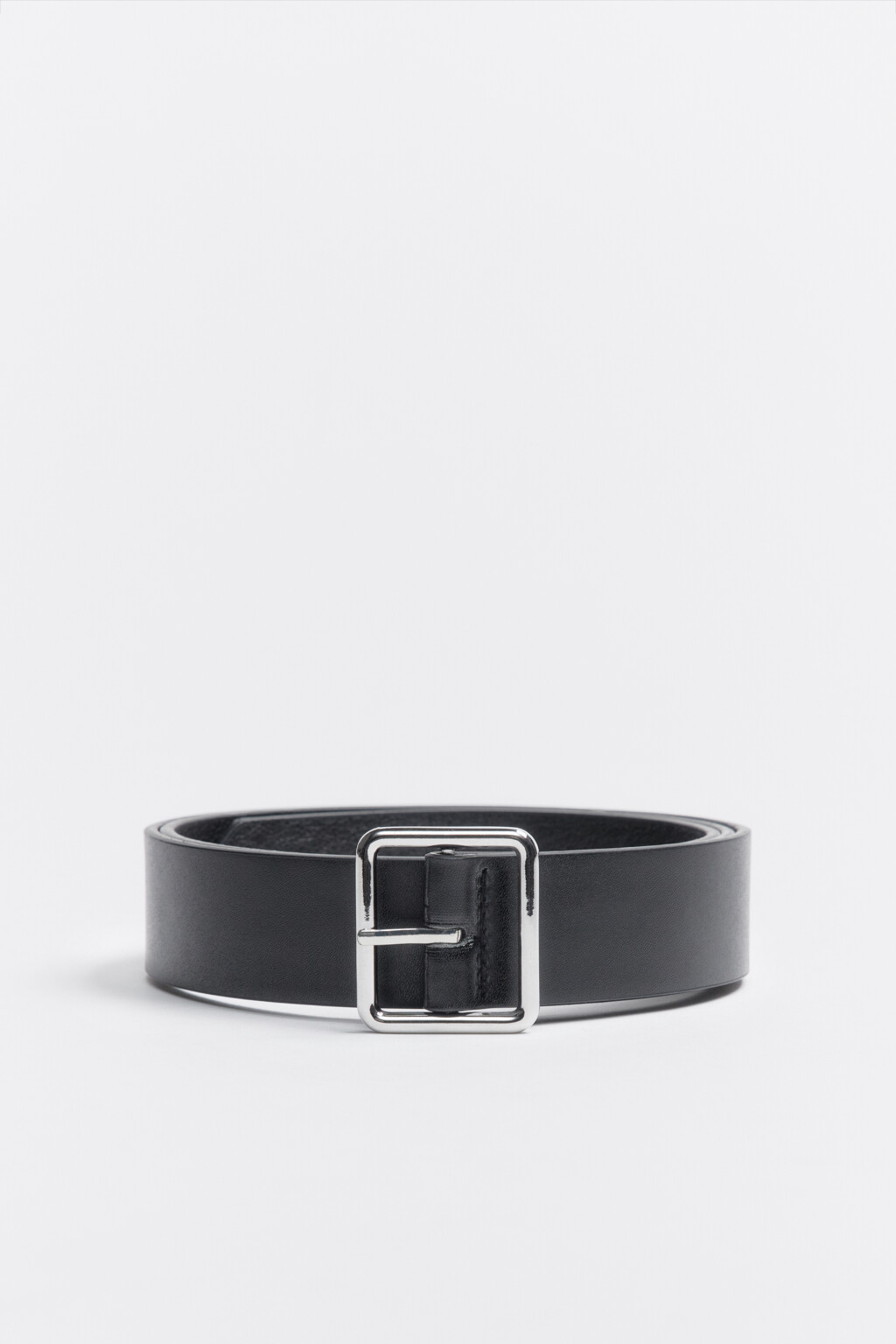 Ремень брючный с квадратной пряжкой - цвет черный - 1