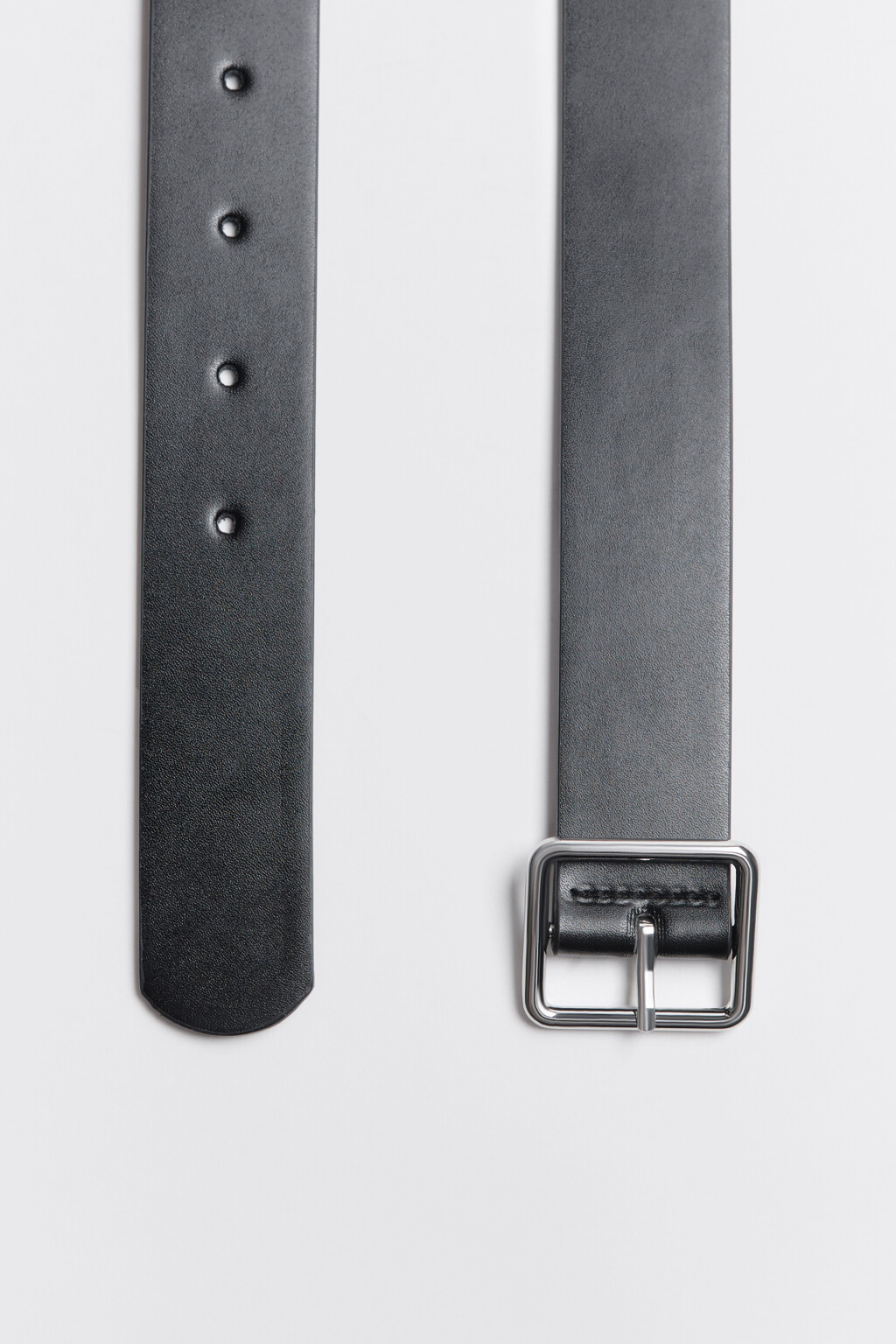 Ремень брючный с квадратной пряжкой - цвет черный - 2