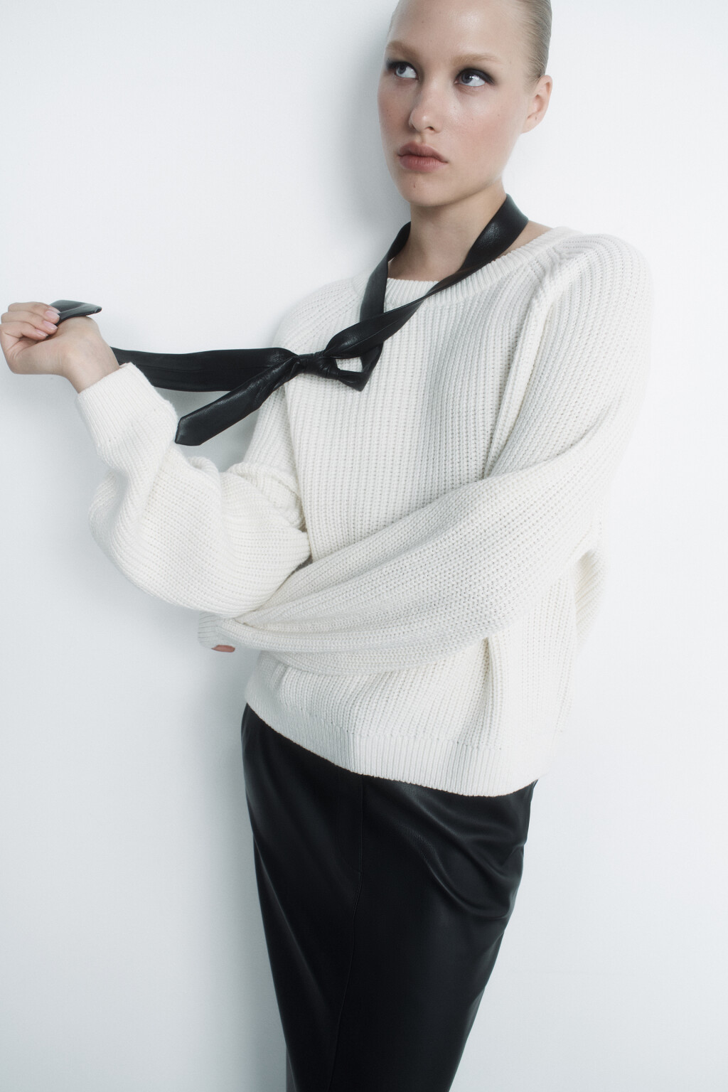 Джемпер свободный вязаный в рубчик с рукавами реглан - цвет бежевый - 9