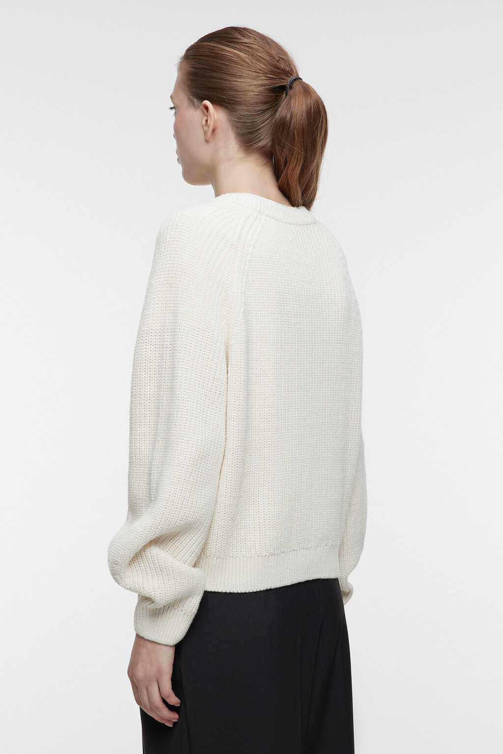 Джемпер свободный вязаный в рубчик с рукавами реглан - цвет бежевый - 3