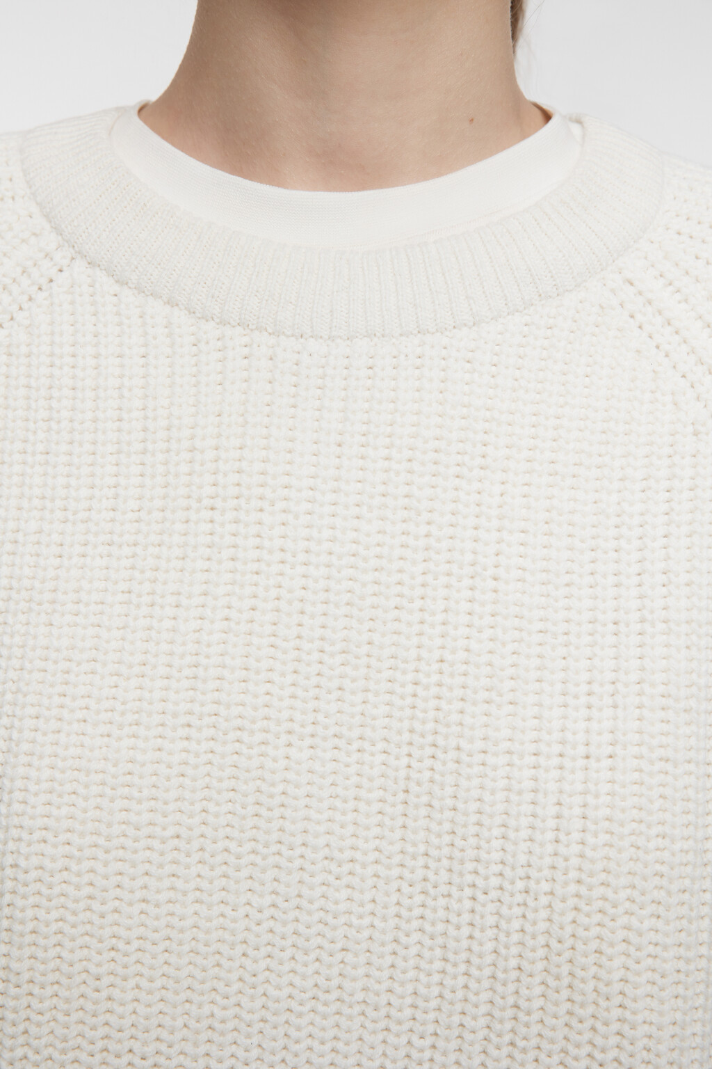 Джемпер свободный вязаный в рубчик с рукавами реглан - цвет бежевый - 5