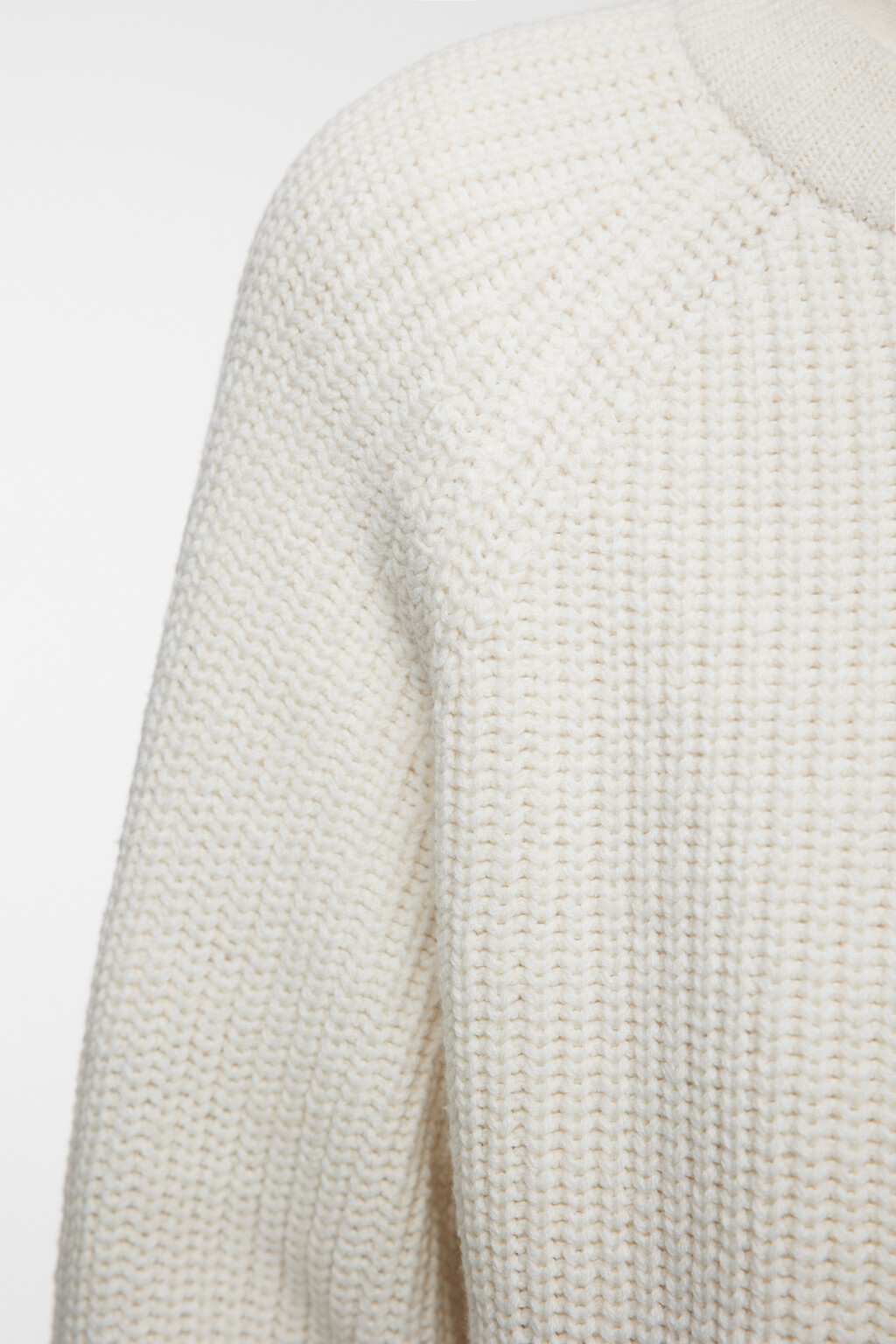 Джемпер свободный вязаный в рубчик с рукавами реглан - цвет бежевый - 6