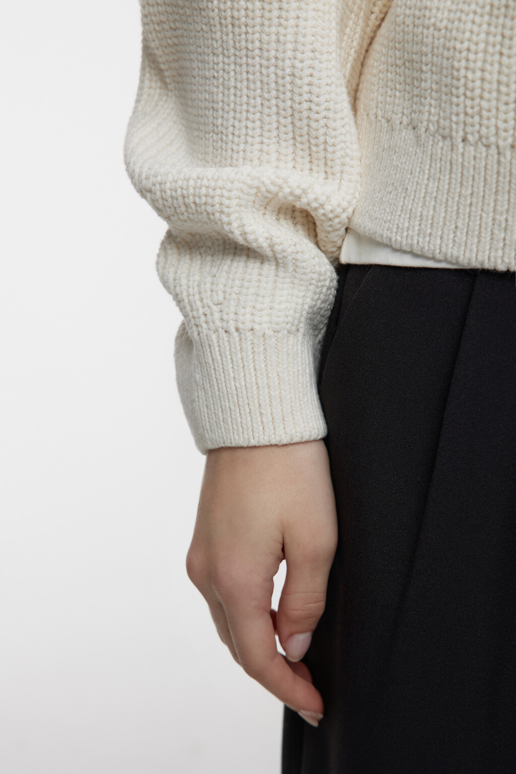 Джемпер свободный вязаный в рубчик с рукавами реглан - цвет бежевый - 7