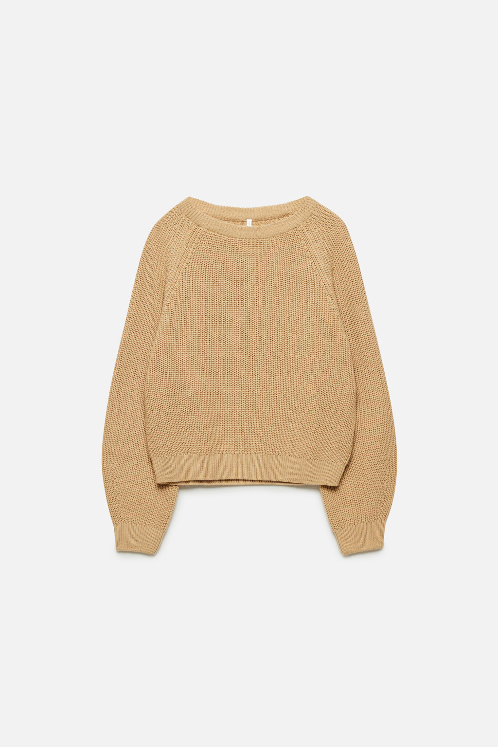 Джемпер вязаный в рубчик с рукавами реглан - цвет бежевый - 8